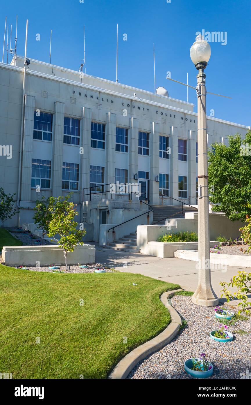Preston, Idaho July 24, 2014 Lamppost and Rock Gardens in Front of