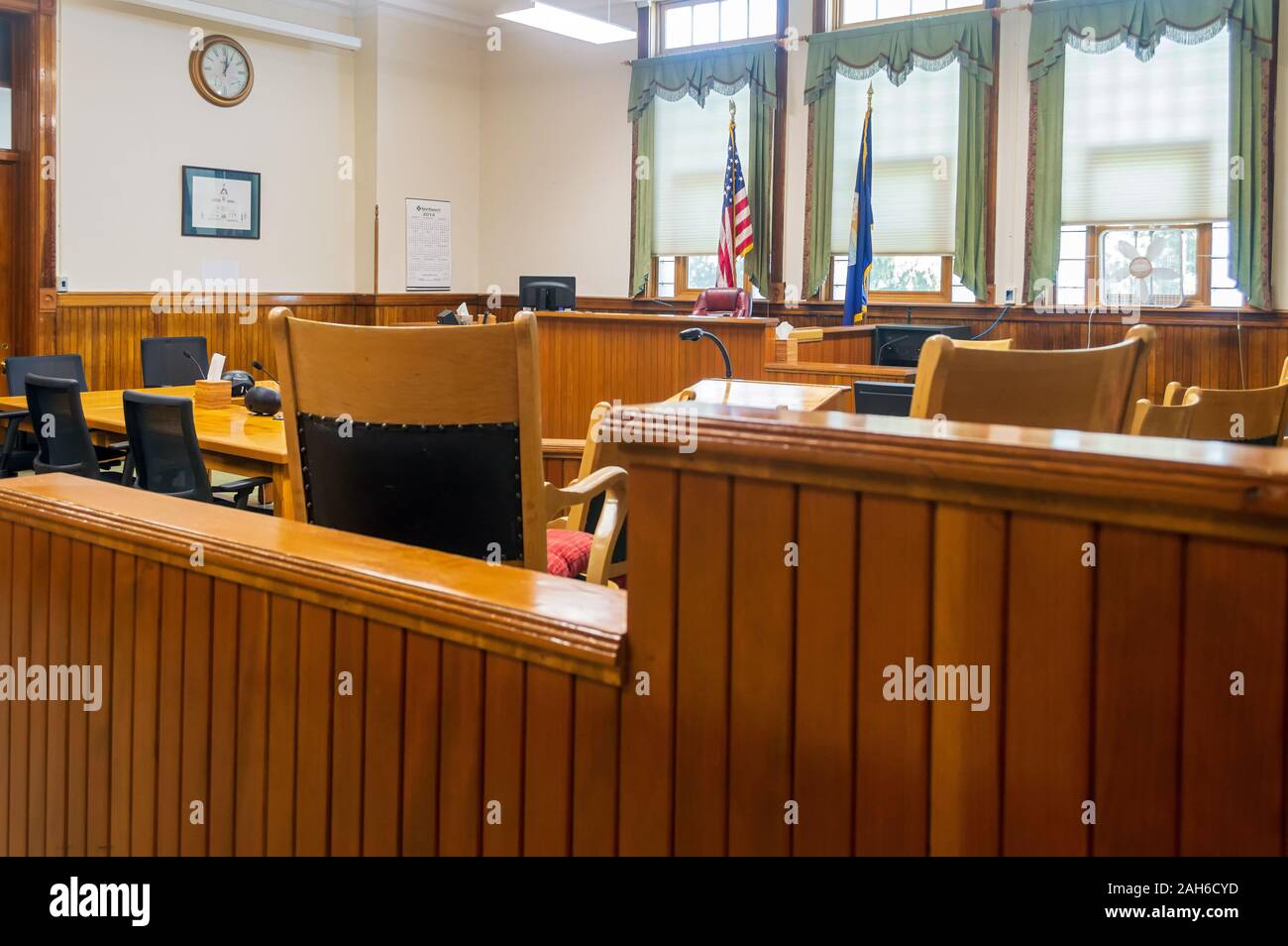 Dillon, Montana - July 23, 2014: A Courtroom in the Beaverhead County Courthouse Stock Photo