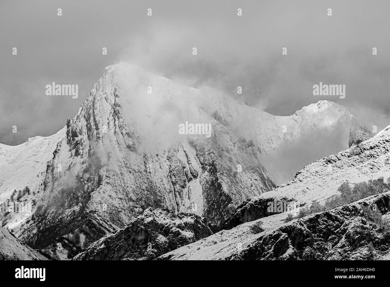 Snowy mountains in northern spain Stock Photo