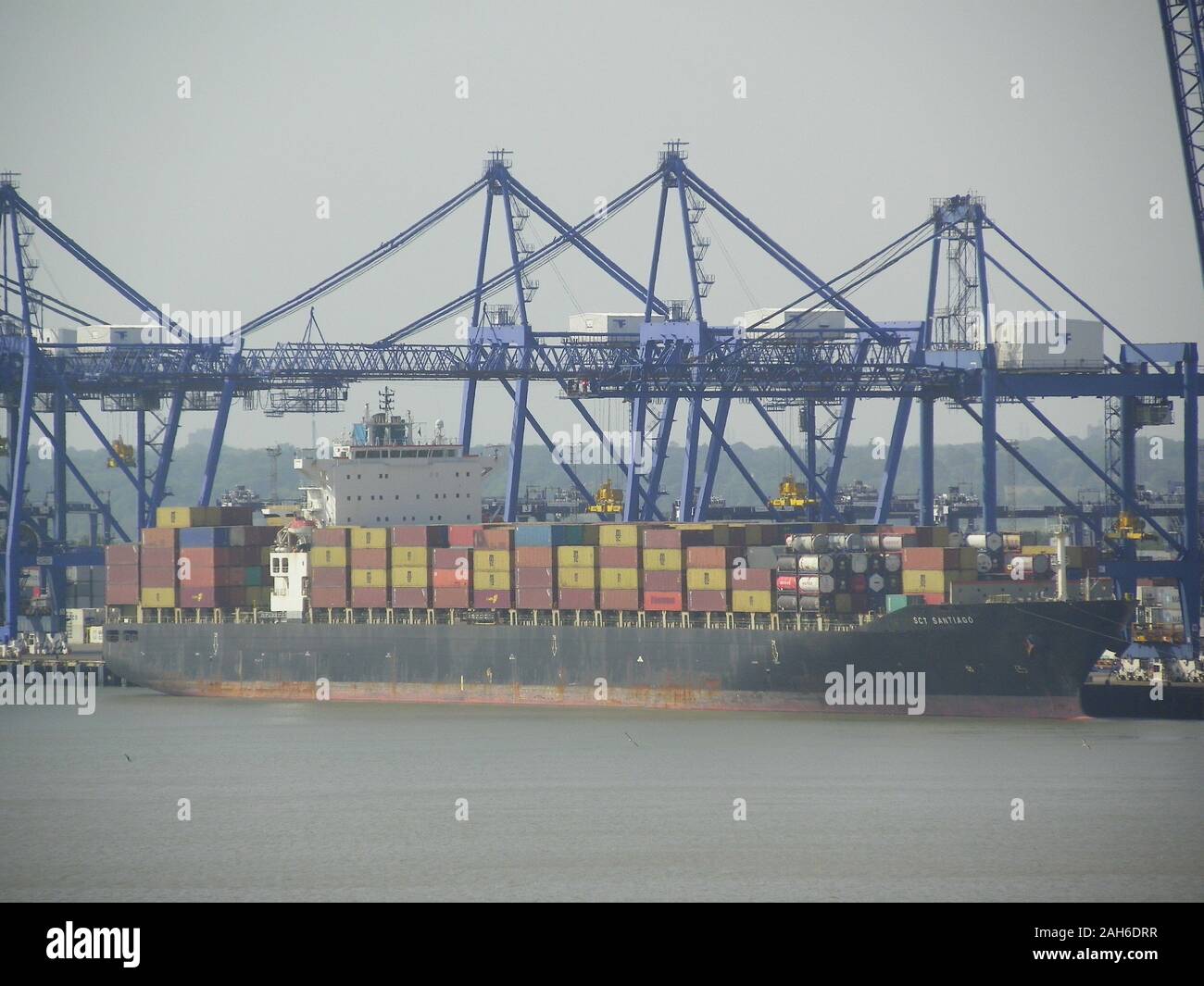 SCT Santiago, container ship, Felixstowe, Suffolk, England Stock Photo ...