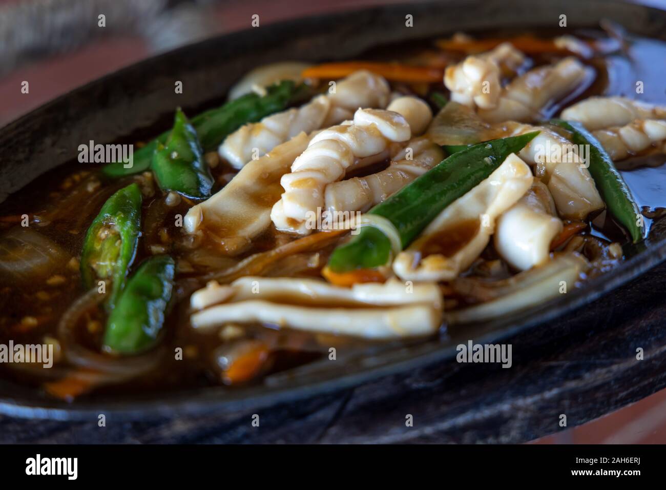 Filipino style sizzling squid, Philippines Stock Photo