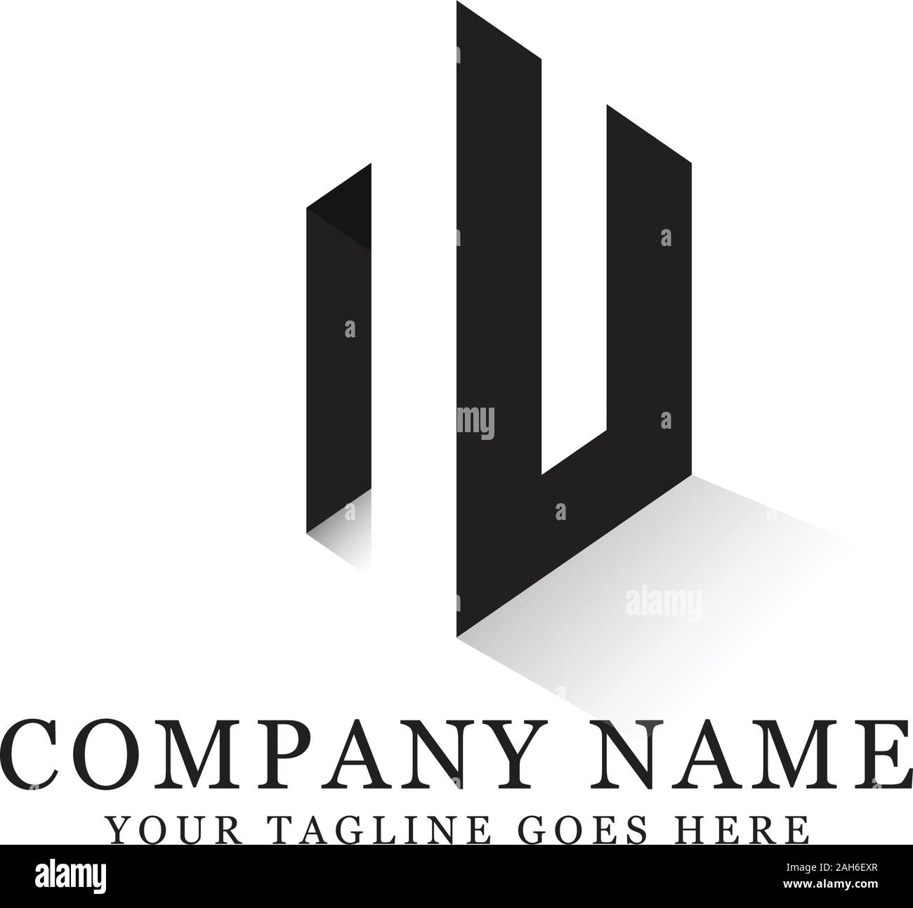nu  LOGO DESIGNS vector with negative space Stock Vector