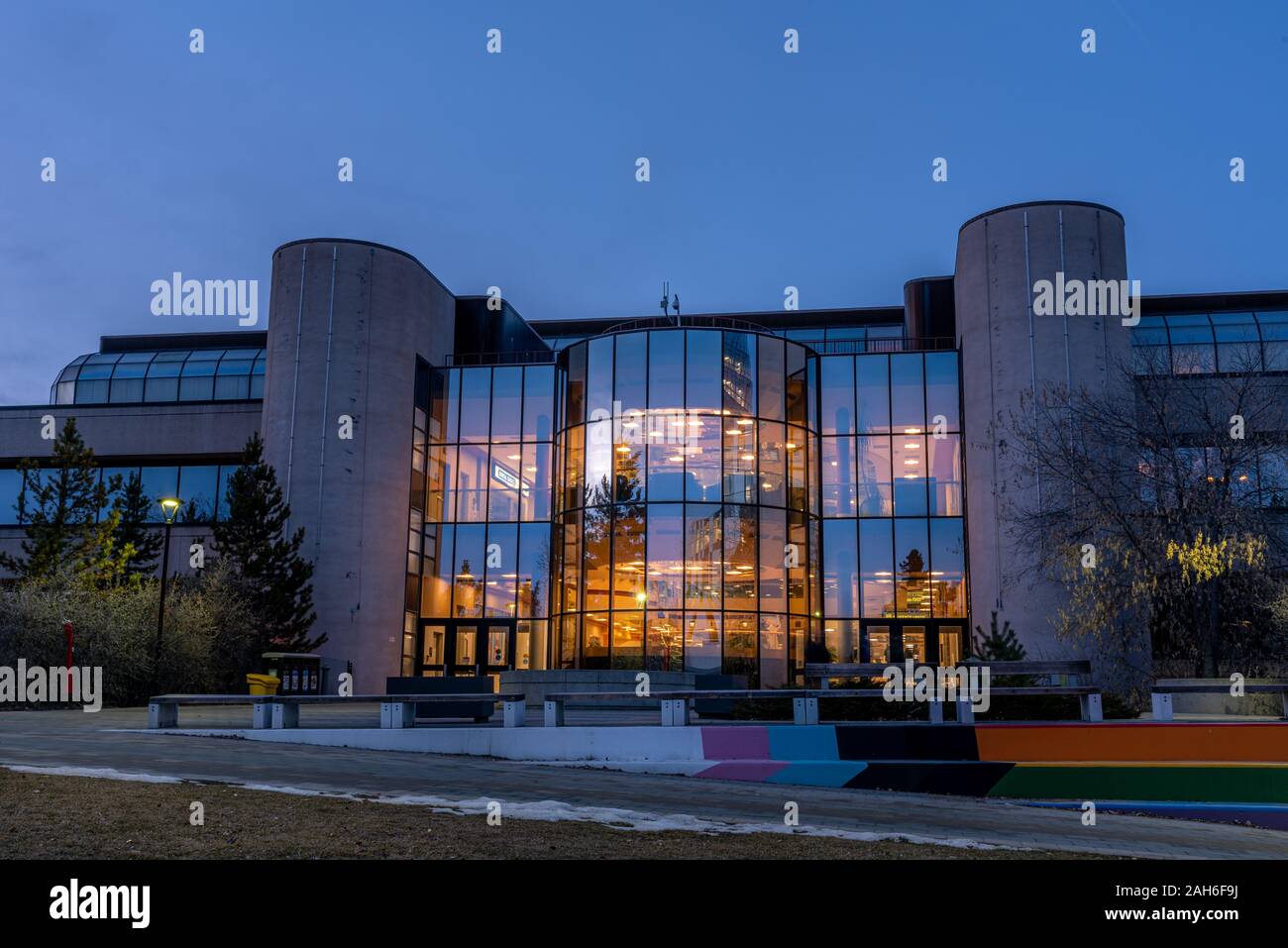 Modern buildings located on the grounds of the University of Calgary in Calgary, Alberta, Canada. Stock Photo