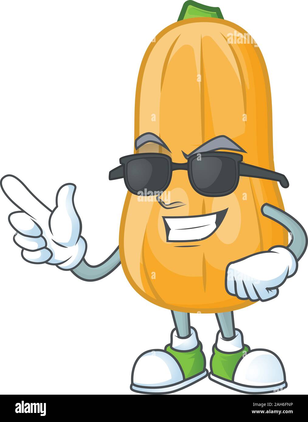 Cool and cool butternut squash character wearing black glasses Stock