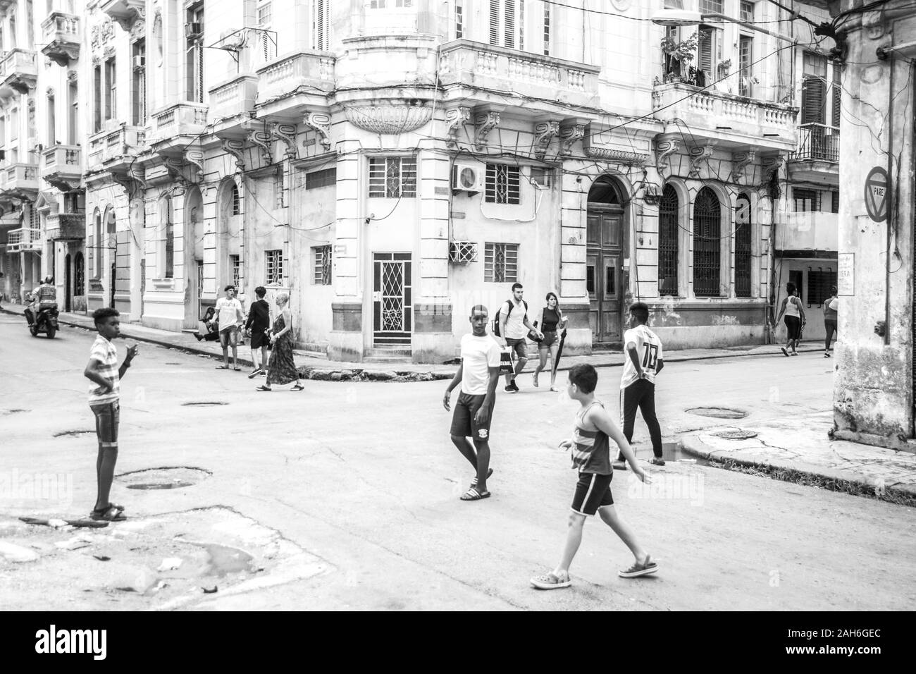 People of Havana Series - Cuban children playing in the street. Stock Photo