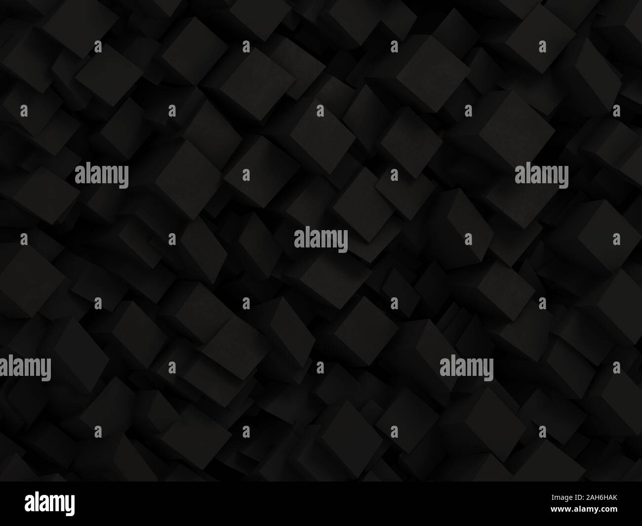 Abstract black 3D geometric background made by dark polygon boxes Stock Photo