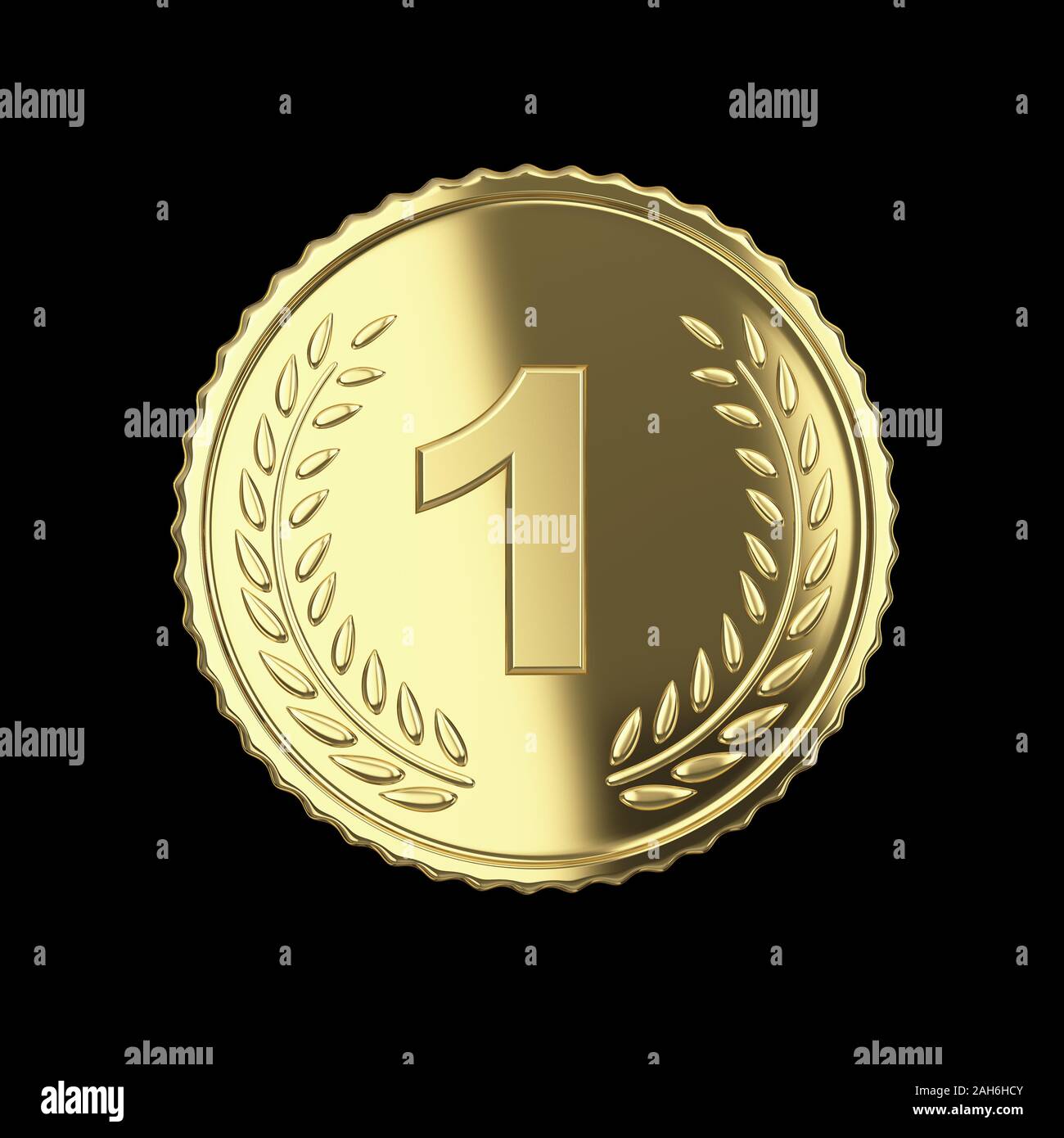 Golden medal 3D render - isolated with clipping path Stock Photo - Alamy