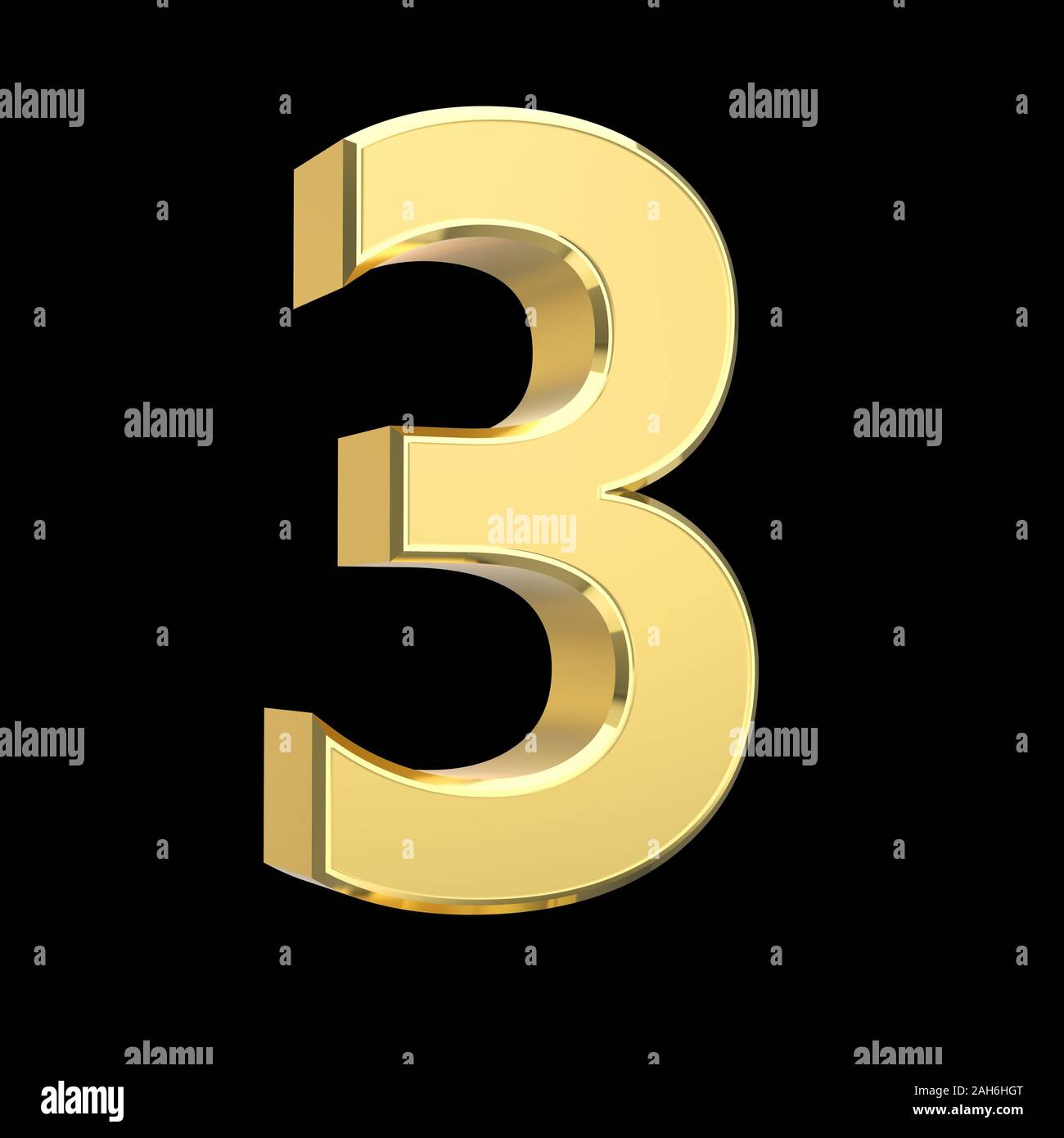 Shiny big golden 3D number on black - isolated with clipping path Stock ...