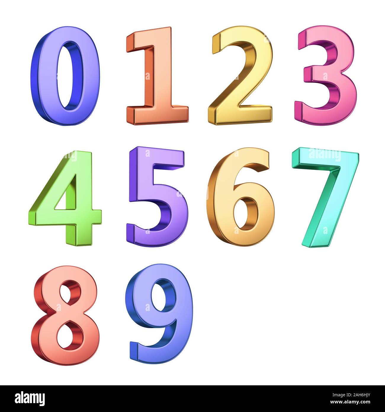 3D digits isolated with clipping path on white Stock Photo