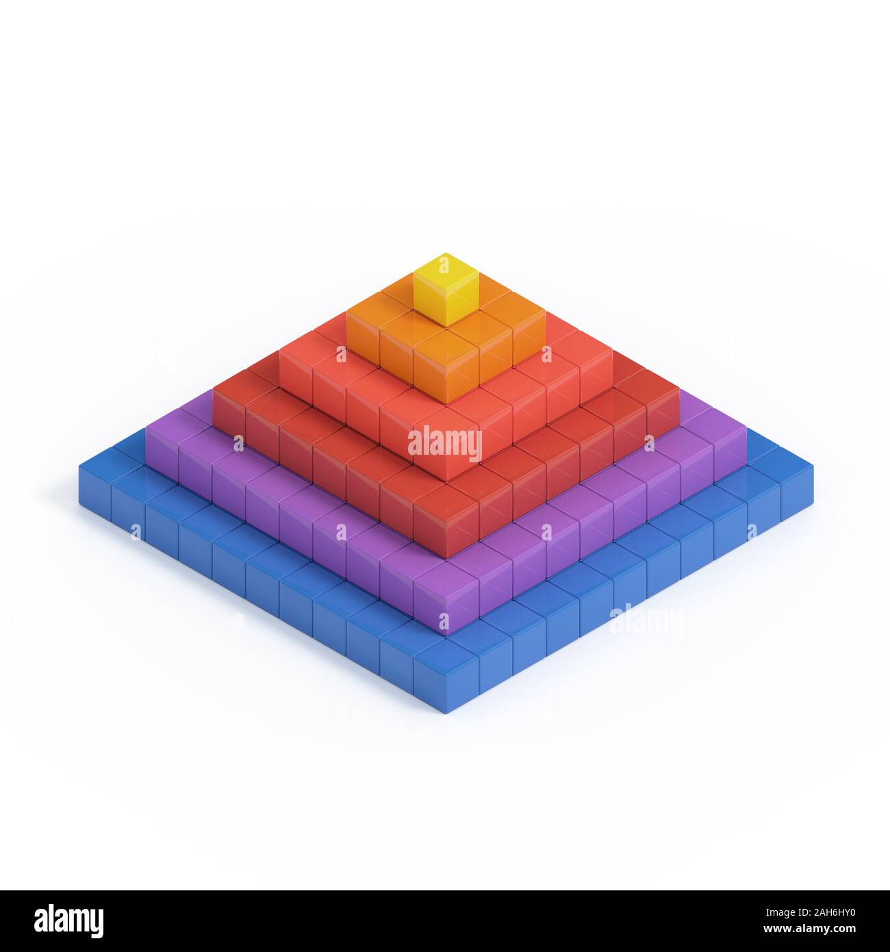 3D multicolor pyramide structure from cubes isolated on white ...