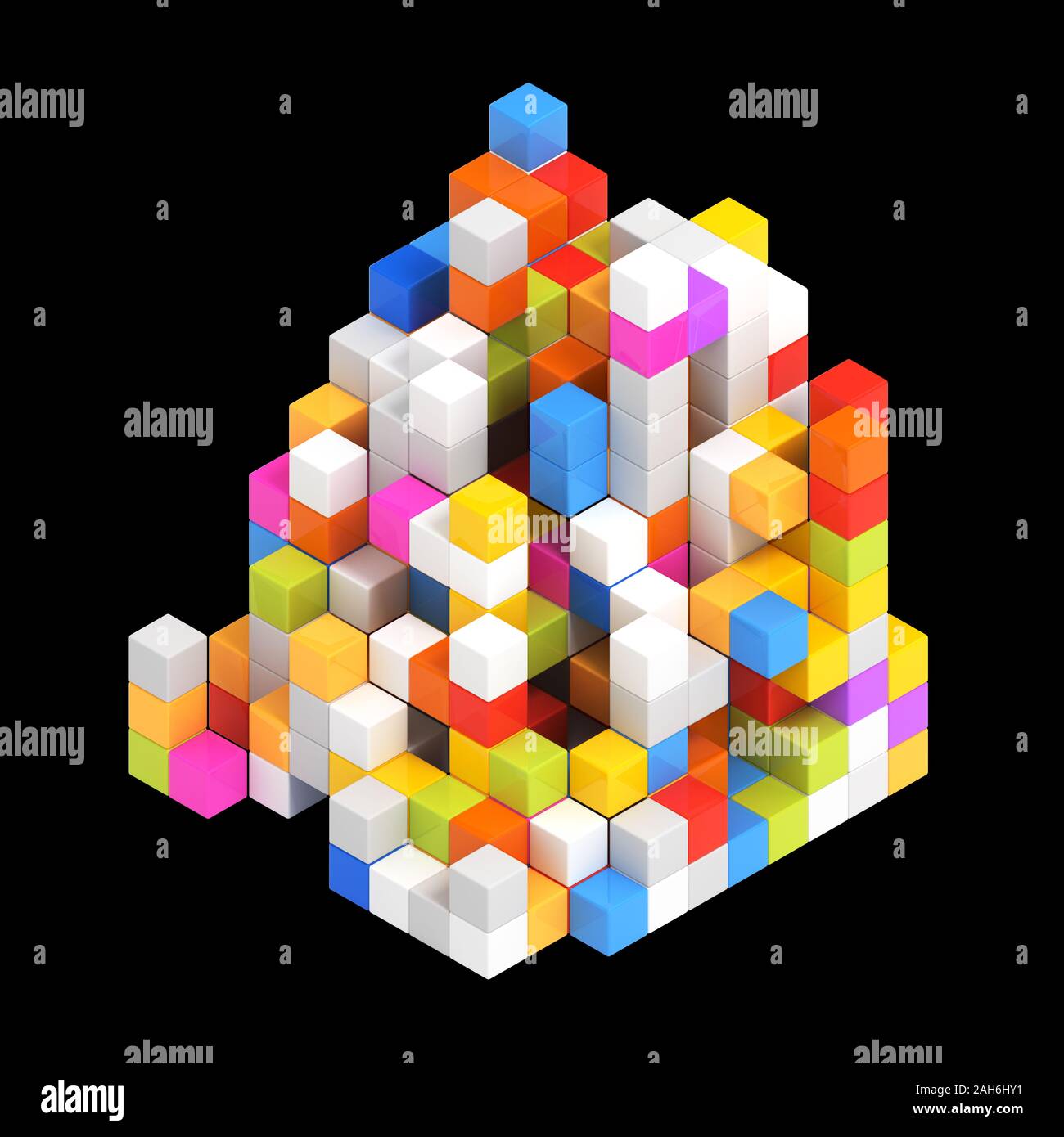 Business concept - 3D multicolor cubes render on black background Stock ...