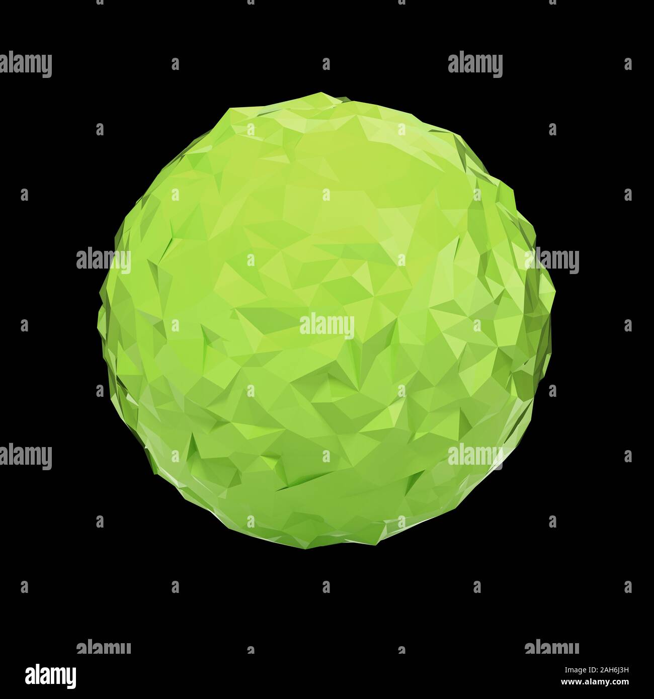 Green triangular 3D sphere on black isolated with clipping path Stock Photo
