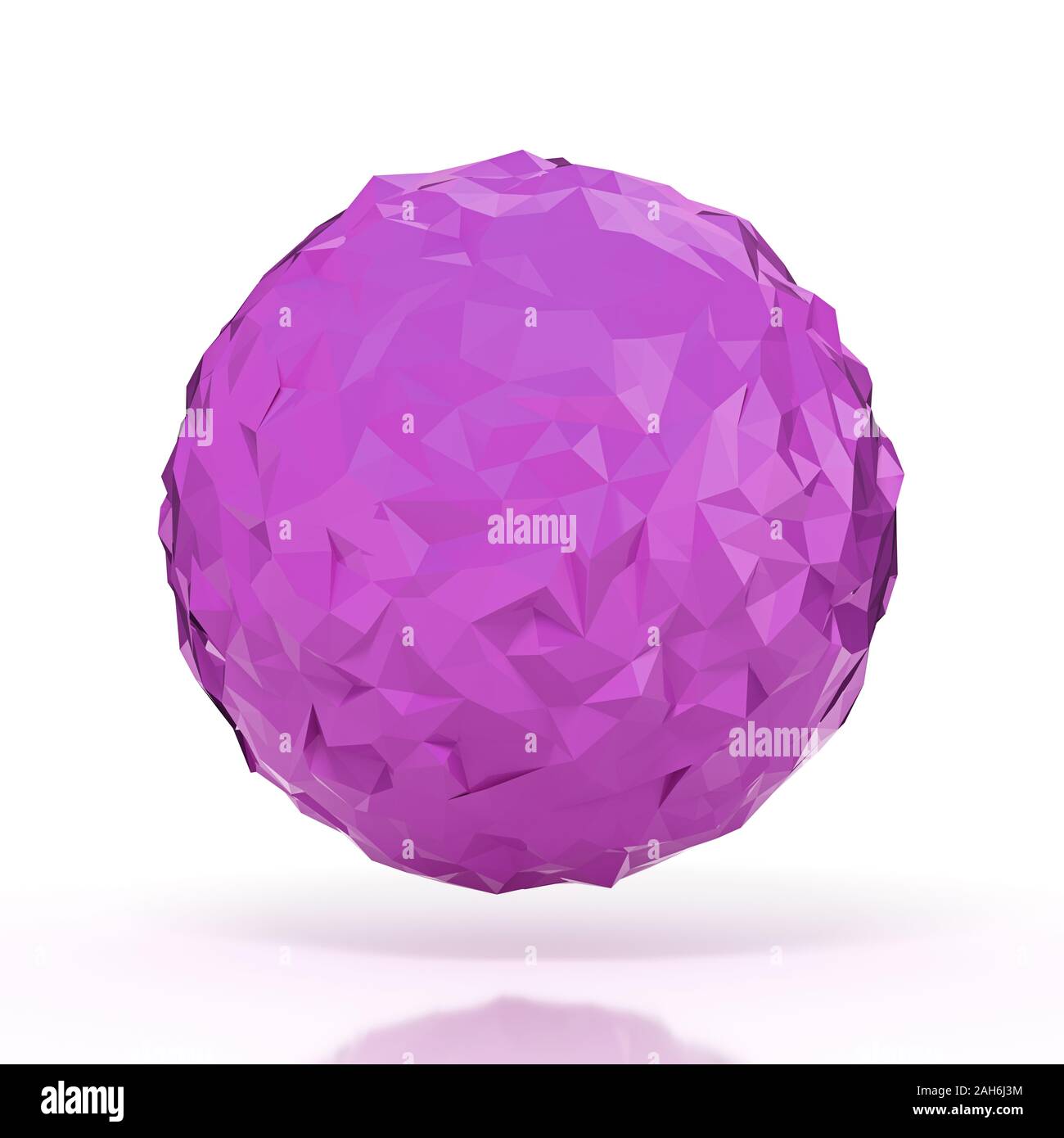 Purple triangular 3D sphere on white isolated with clipping path Stock Photo
