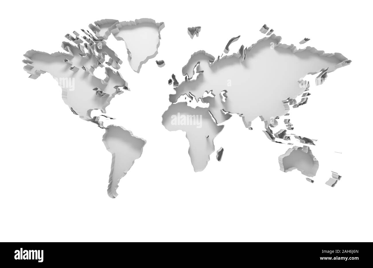 3D world map isolated on white with clipping path Stock Photo - Alamy