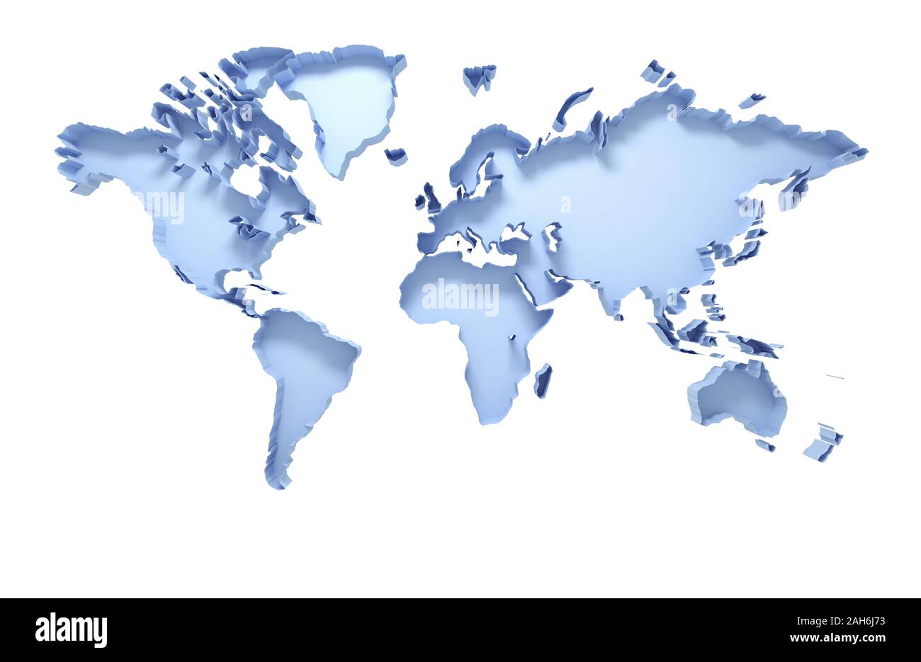 3D world map isolated on white with clipping path Stock Photo