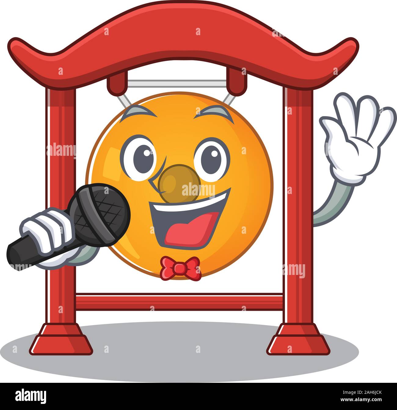 Cute cartoon Singing chinese gong Scroll with a microphone Stock Vector Image & Art Alamy