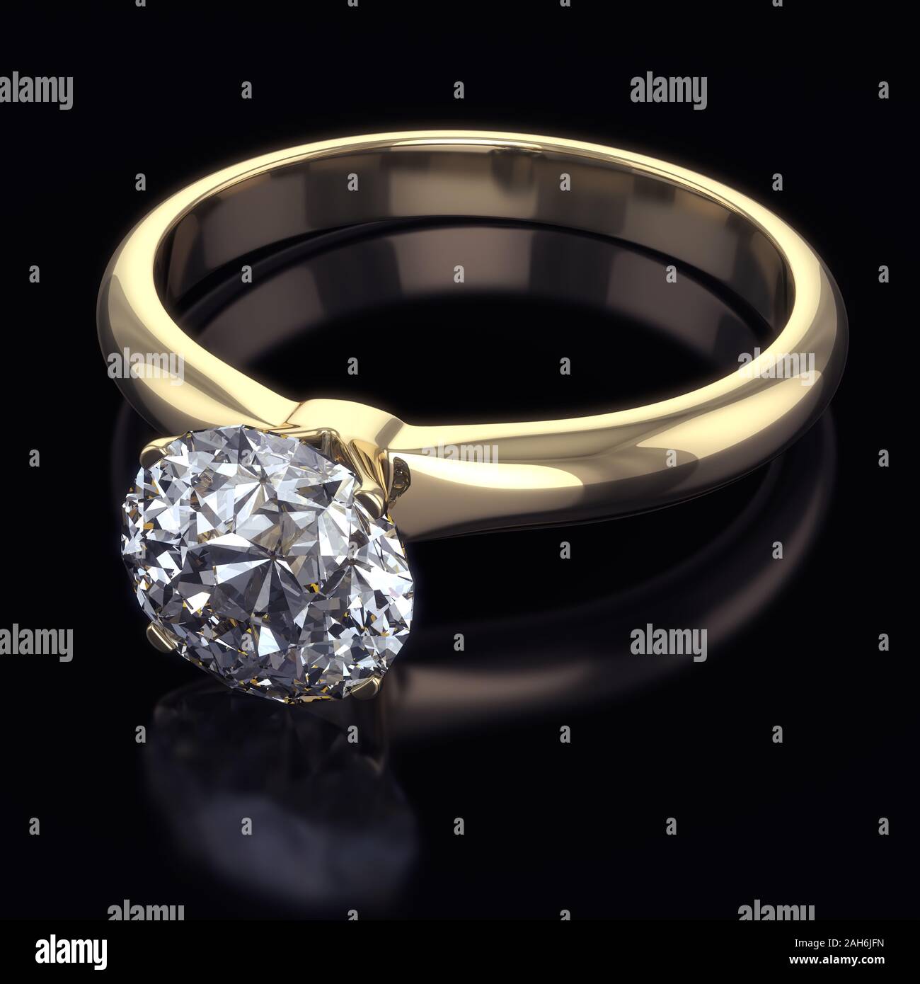 Luxury golden ring with big diamond - isolated with clipping path Stock ...