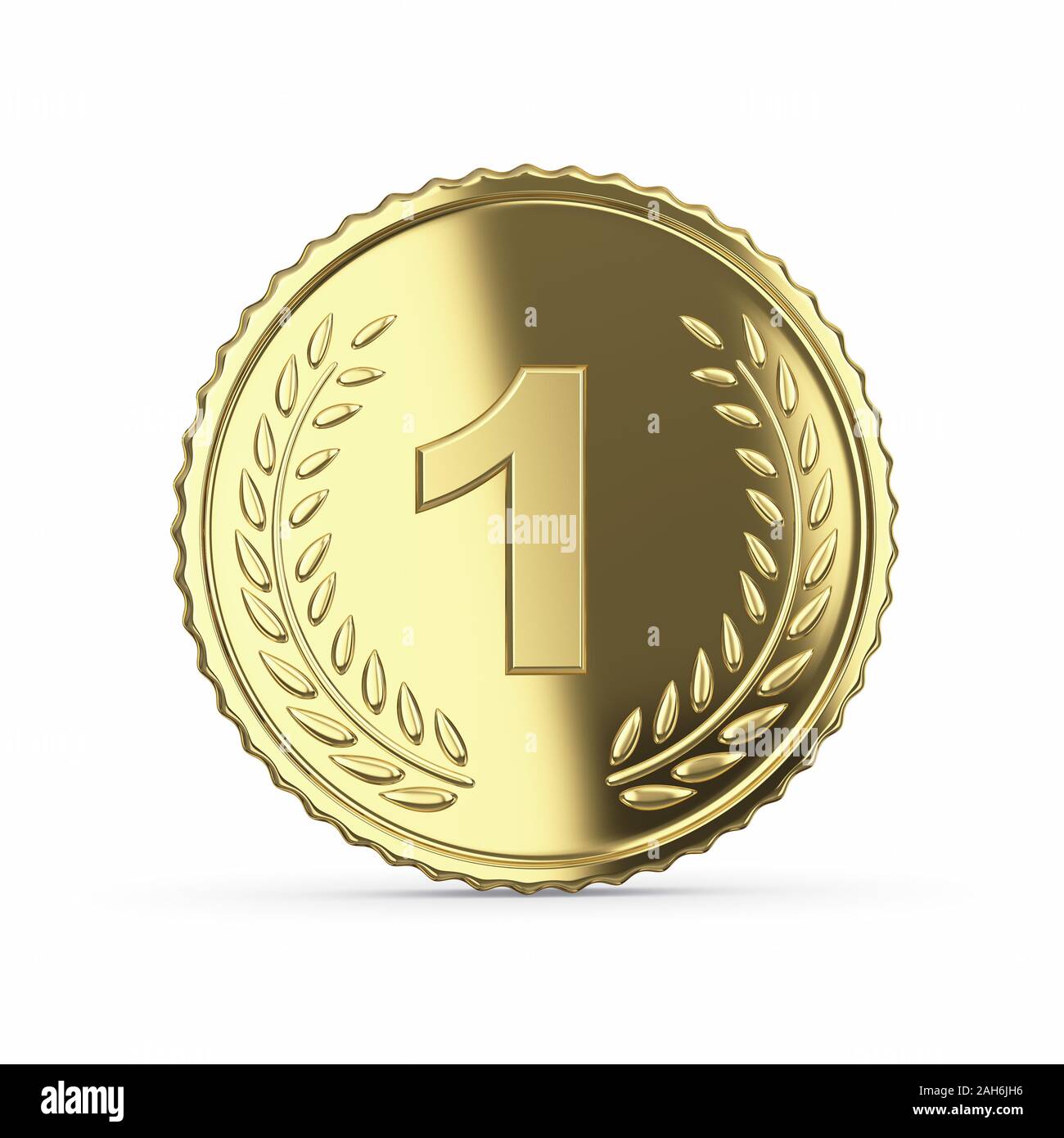 Golden medal 3D render - isolated with clipping path Stock Photo - Alamy