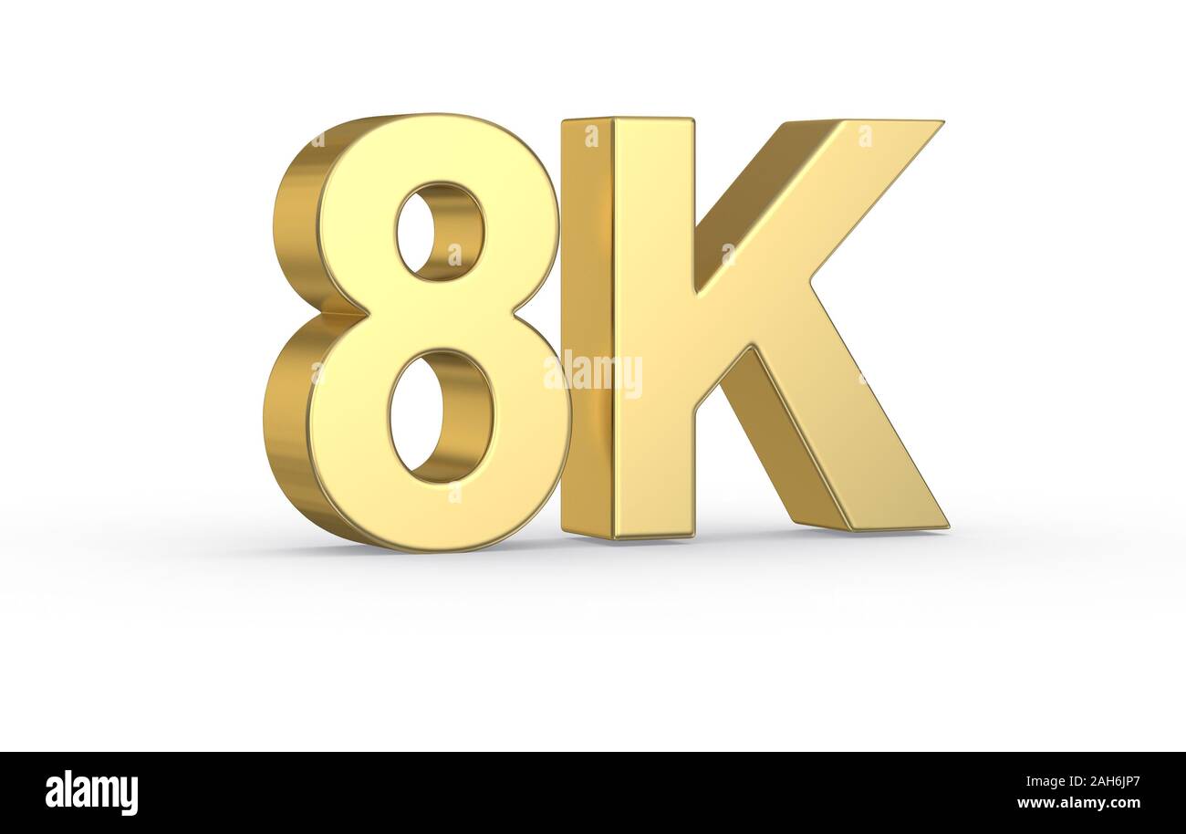 Golden 3D 8K symbol isolated with clipping path Stock Photo