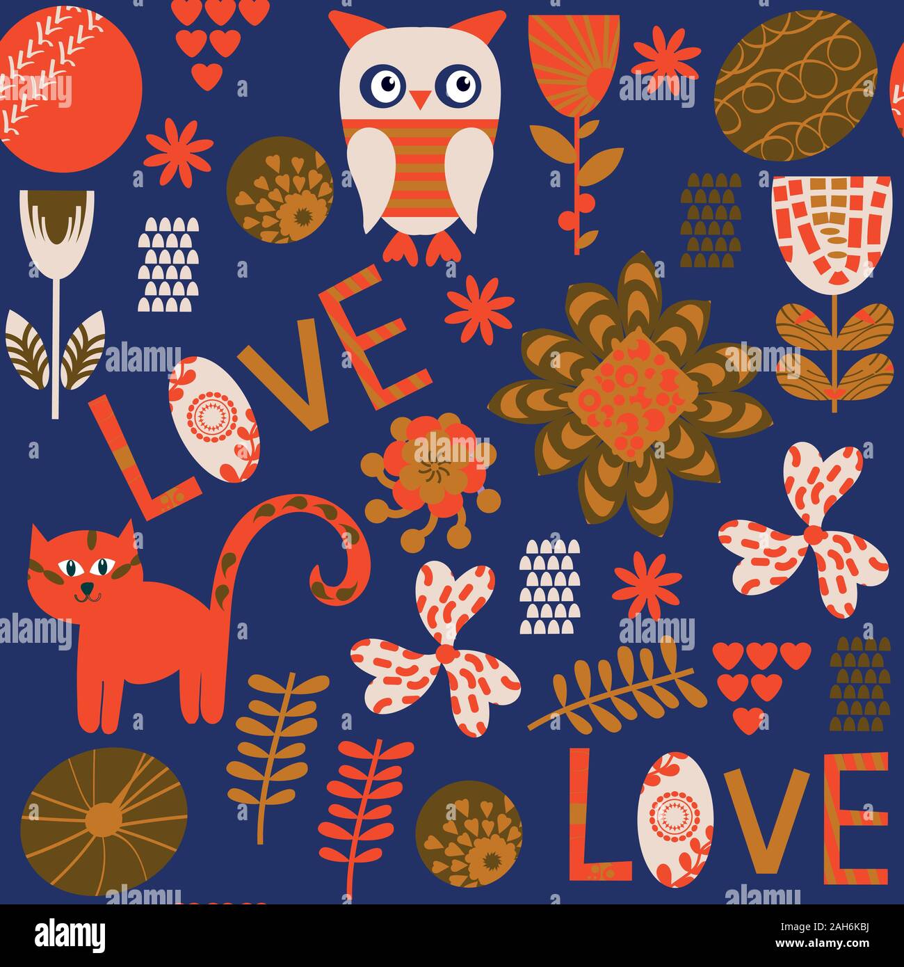 Abstract animals vector seamless pattern. It is located in swatch menu. Colorful tileable background for design surface Stock Vector