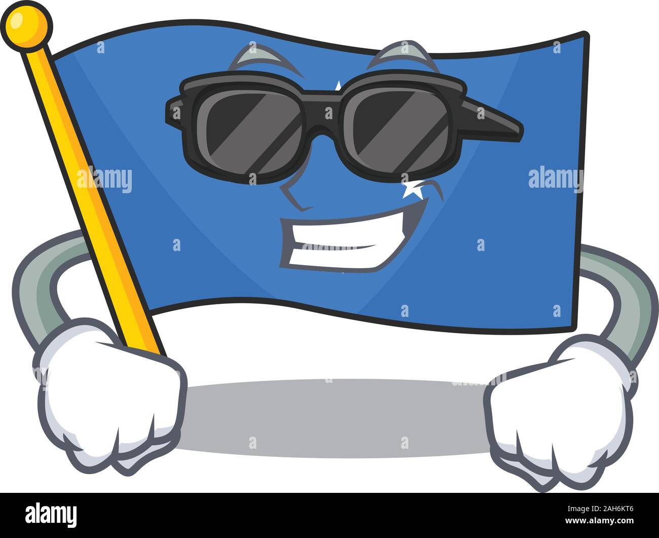 Super cool flag micronesia Scroll character with black glasses Stock Vector