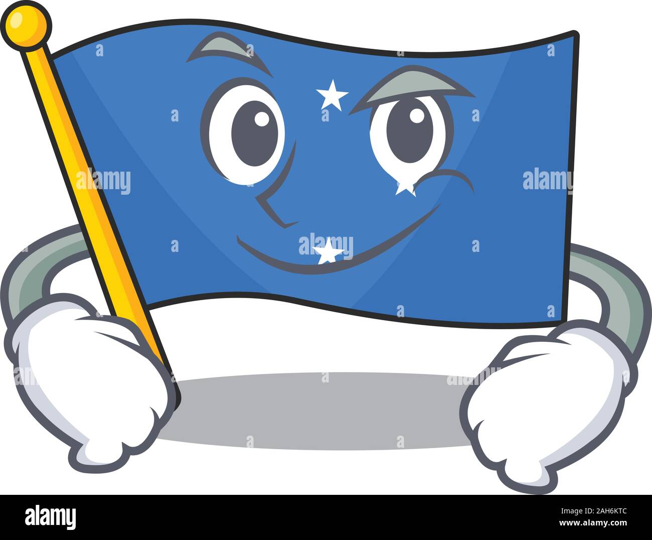 Cool flag micronesia Scroll mascot character with Smirking face Stock Vector