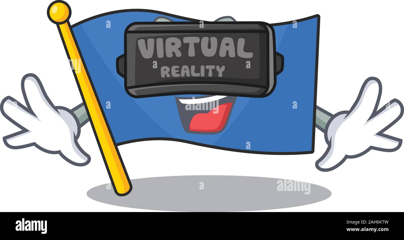 cool flag micronesia Scroll character using Virtual reality headset Stock Vector