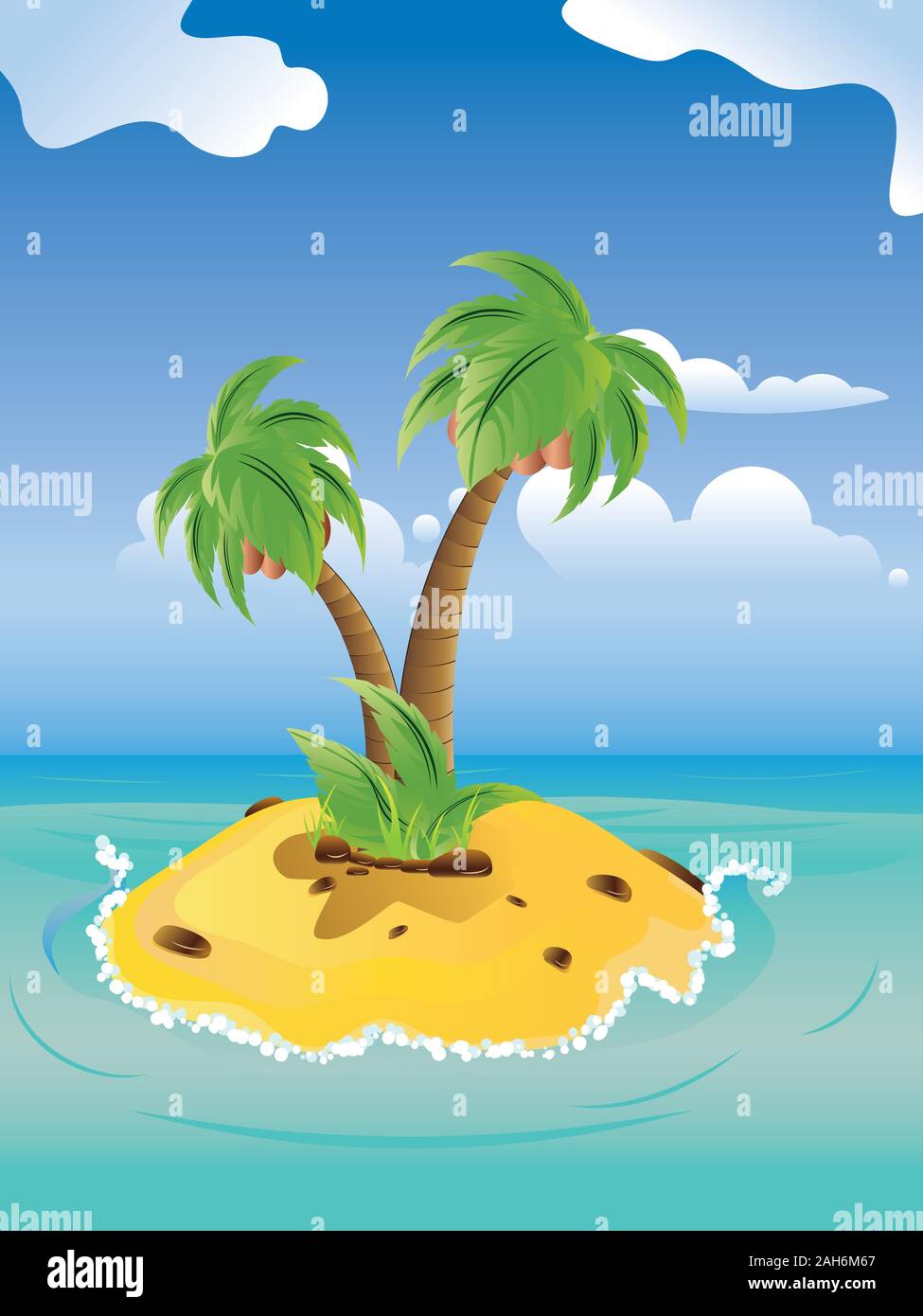 Desert island sun palm trees cartoon hi-res stock photography and images -  Alamy, image size:975x1390