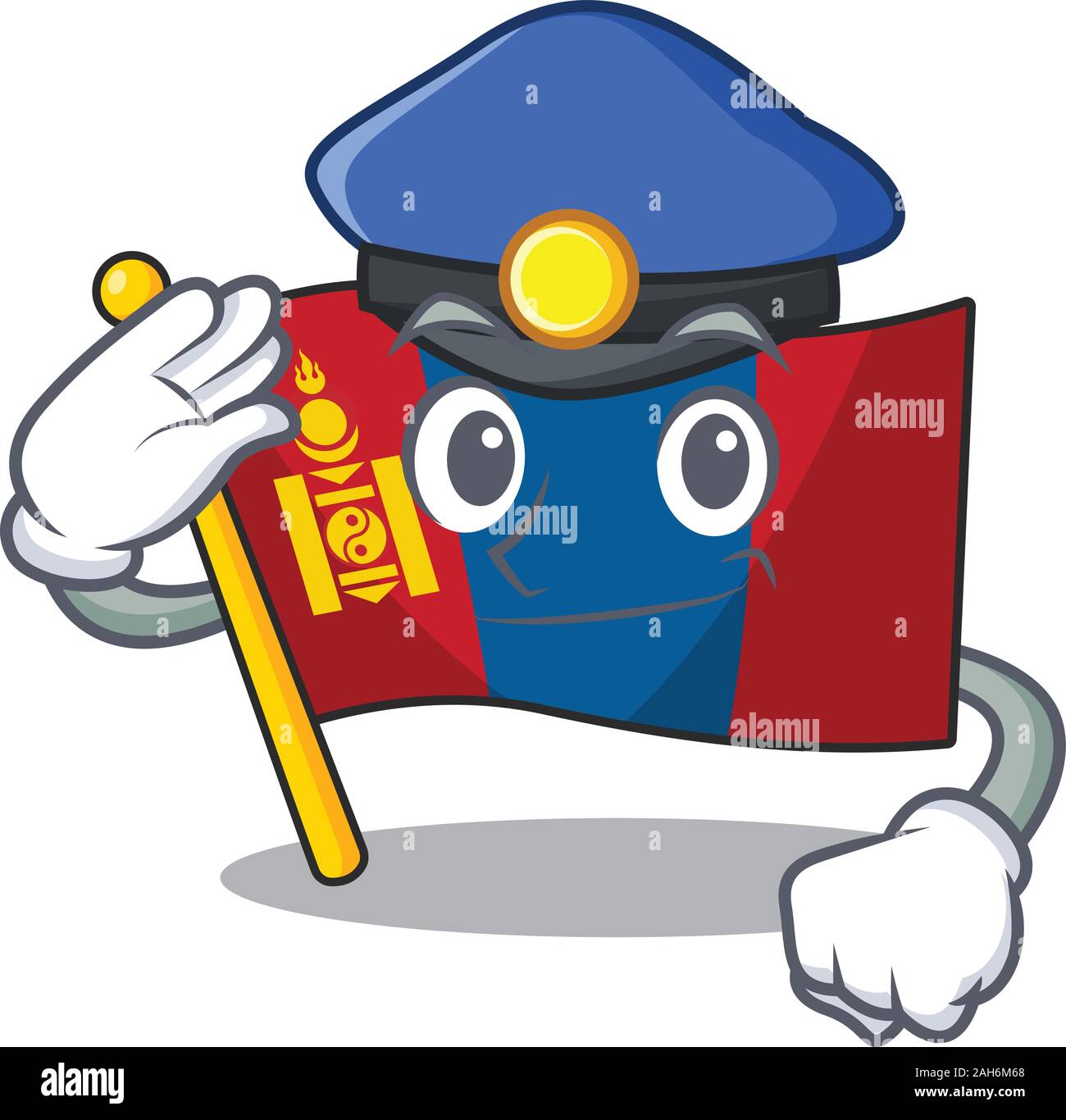 Flag mongolia Scroll Cartoon mascot style as a Police officer Stock Vector