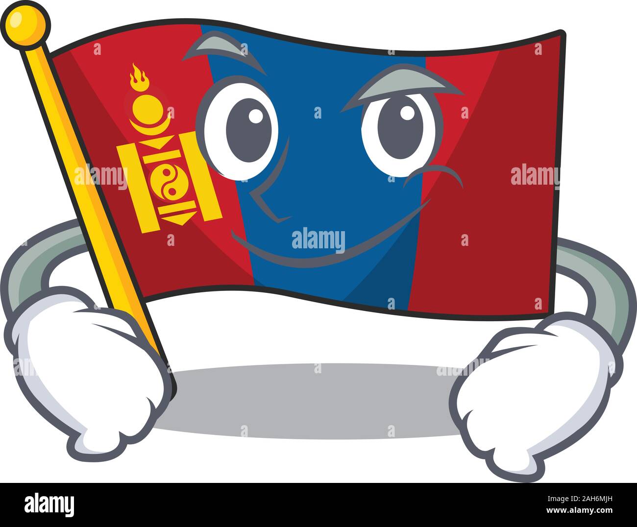 Cool flag mongolia Scroll mascot character with Smirking face Stock Vector
