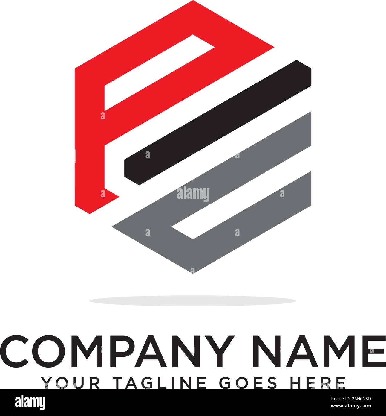 Pu Hexagonal logo vector, monogram logo template Stock Vector