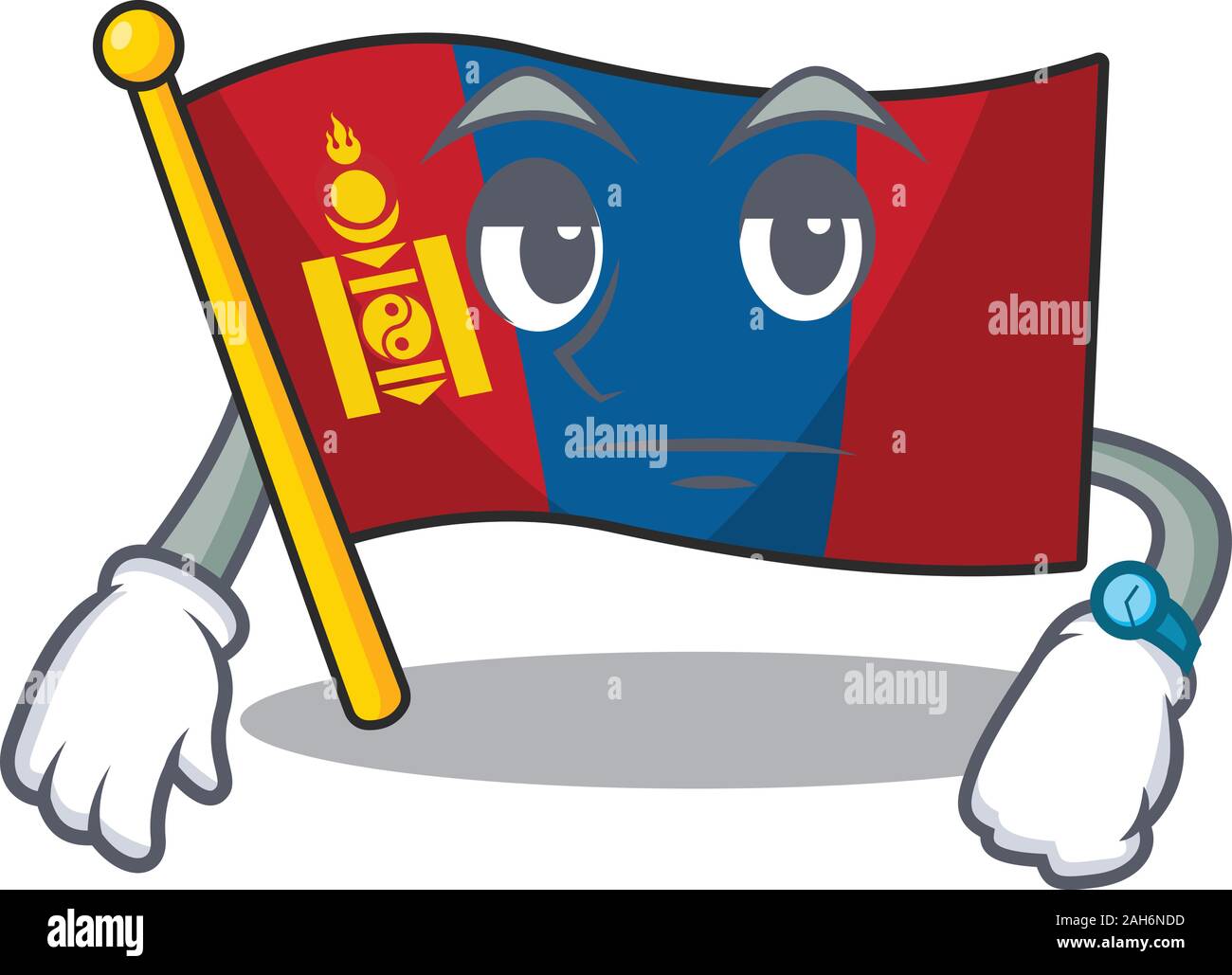 Waiting gesture flag mongolia Scroll on cartoon character design Stock Vector