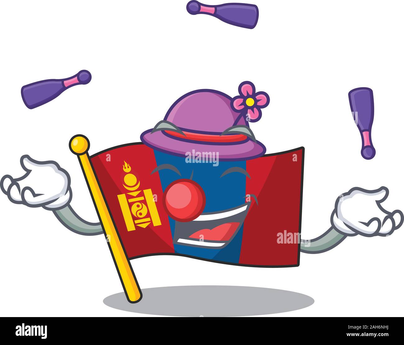 cool flag mongolia Scroll mascot cartoon style playing Juggling Stock Vector