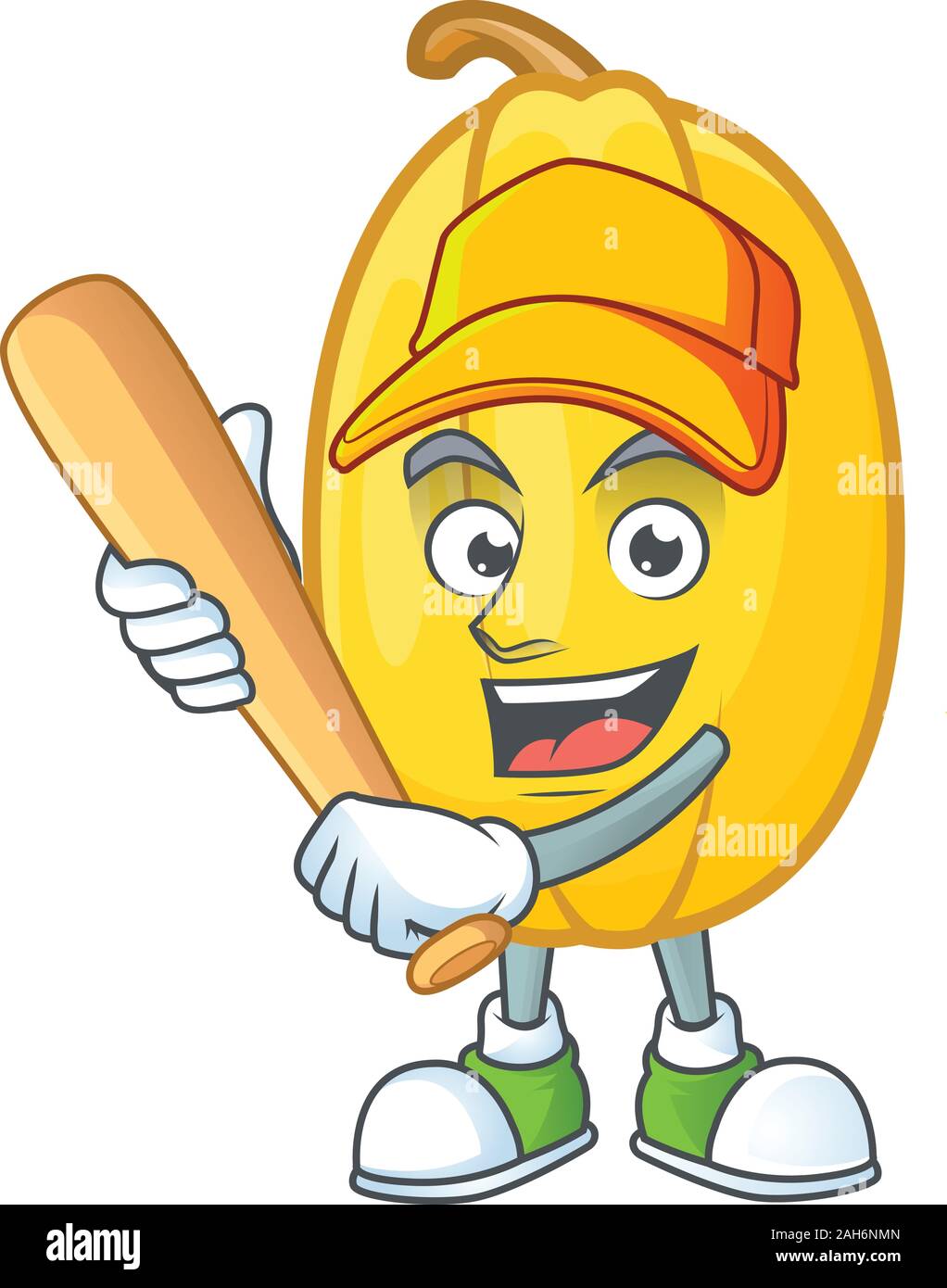 Funny smiling spaghetti squash cartoon mascot with baseball Stock Vector Image & Art Alamy