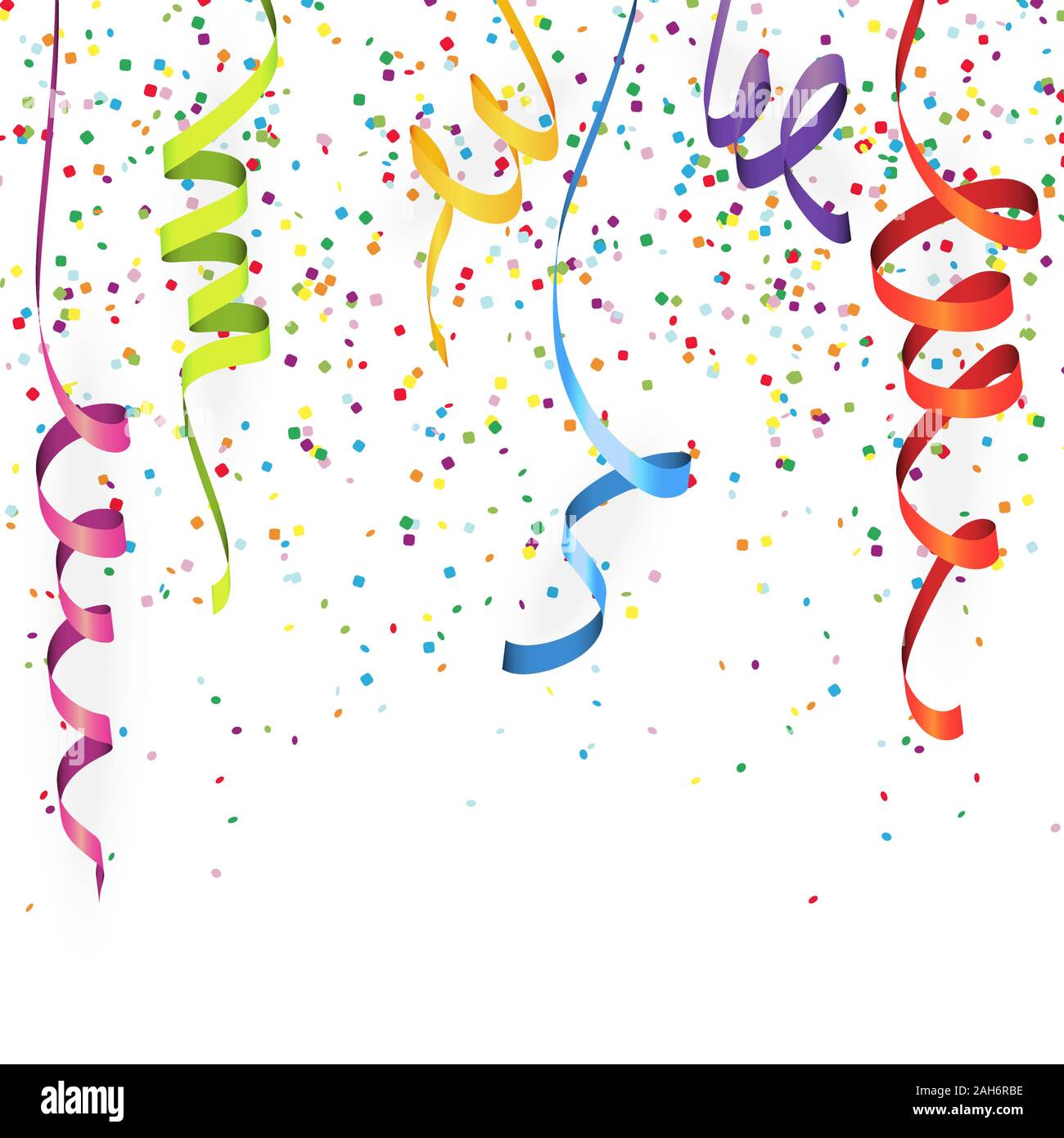 vector illustration of multi colored confetti and streamers for carneval or party time on white background Stock Vector