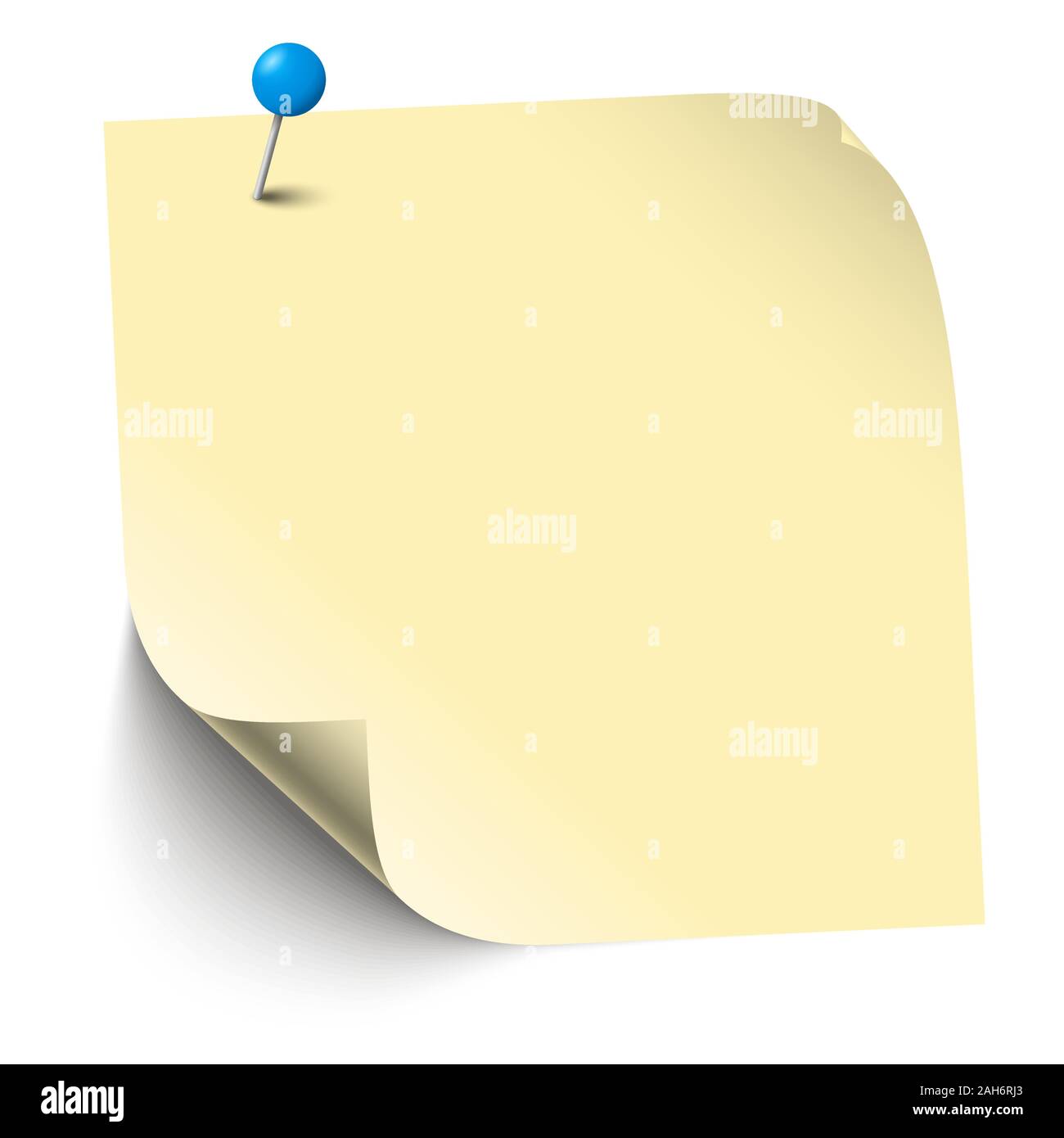 vector illustration of colored sticky note with pin needle Stock Vector