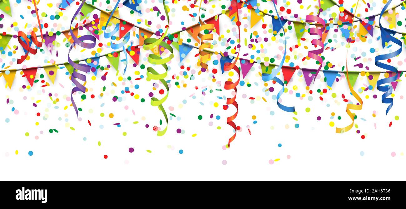vector illustration of seamless colored confetti, garlands and