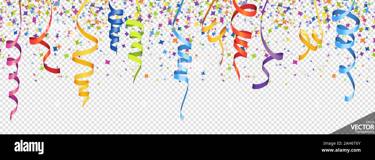 Illustration Of Seamless Colored Confetti And Streamers Background For Party Or Carnival Usage With Transparency In Vector File Stock Vector Image Art Alamy