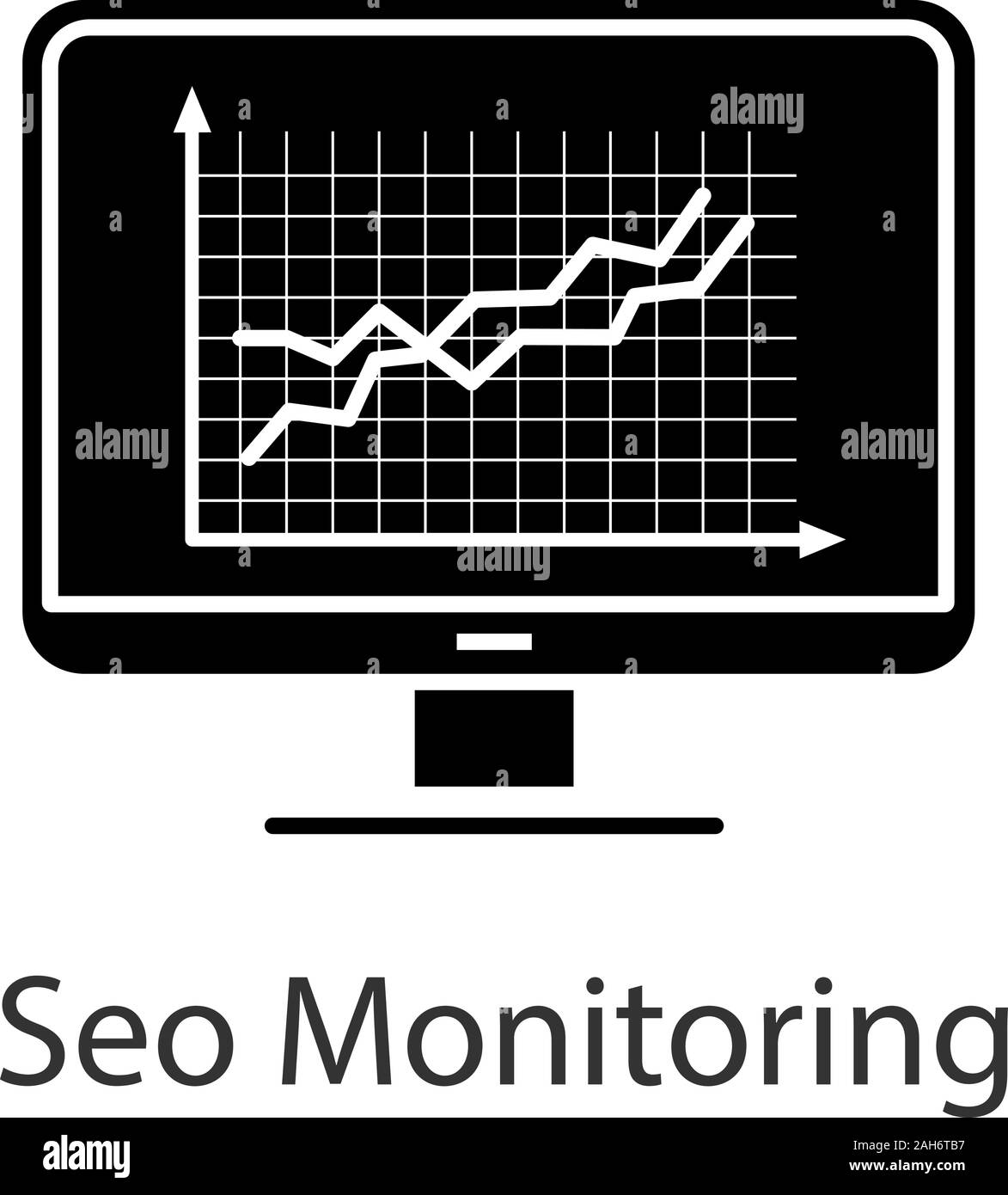 Website ranking glyph icon. SEO monitoring. SMM, SEO statistics. Marketing analytics. Data analyzing. Social media analytics. Silhouette symbol. Negat Stock Vector