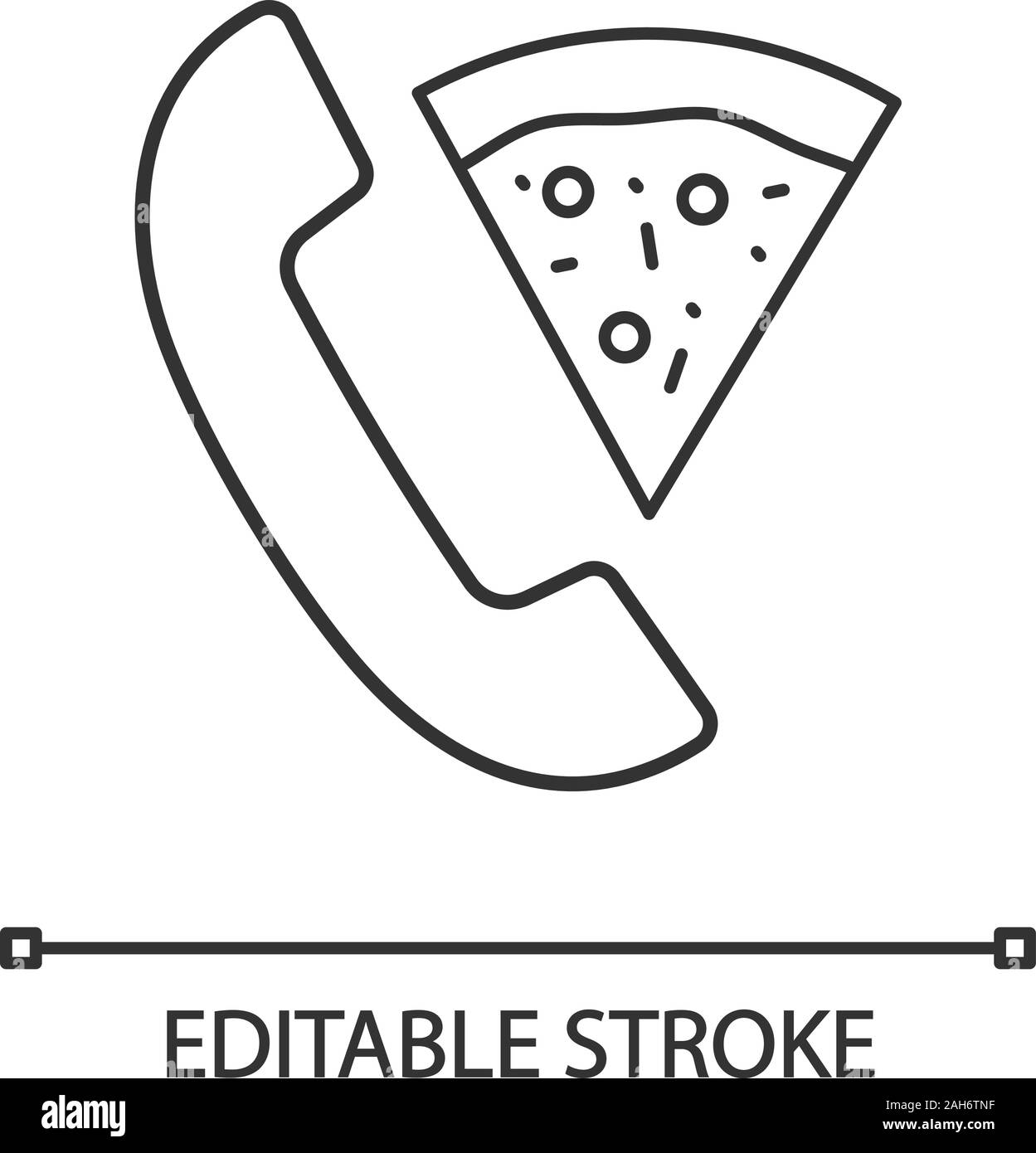 Pizza delivery call linear icon. Food delivery service. Thin line