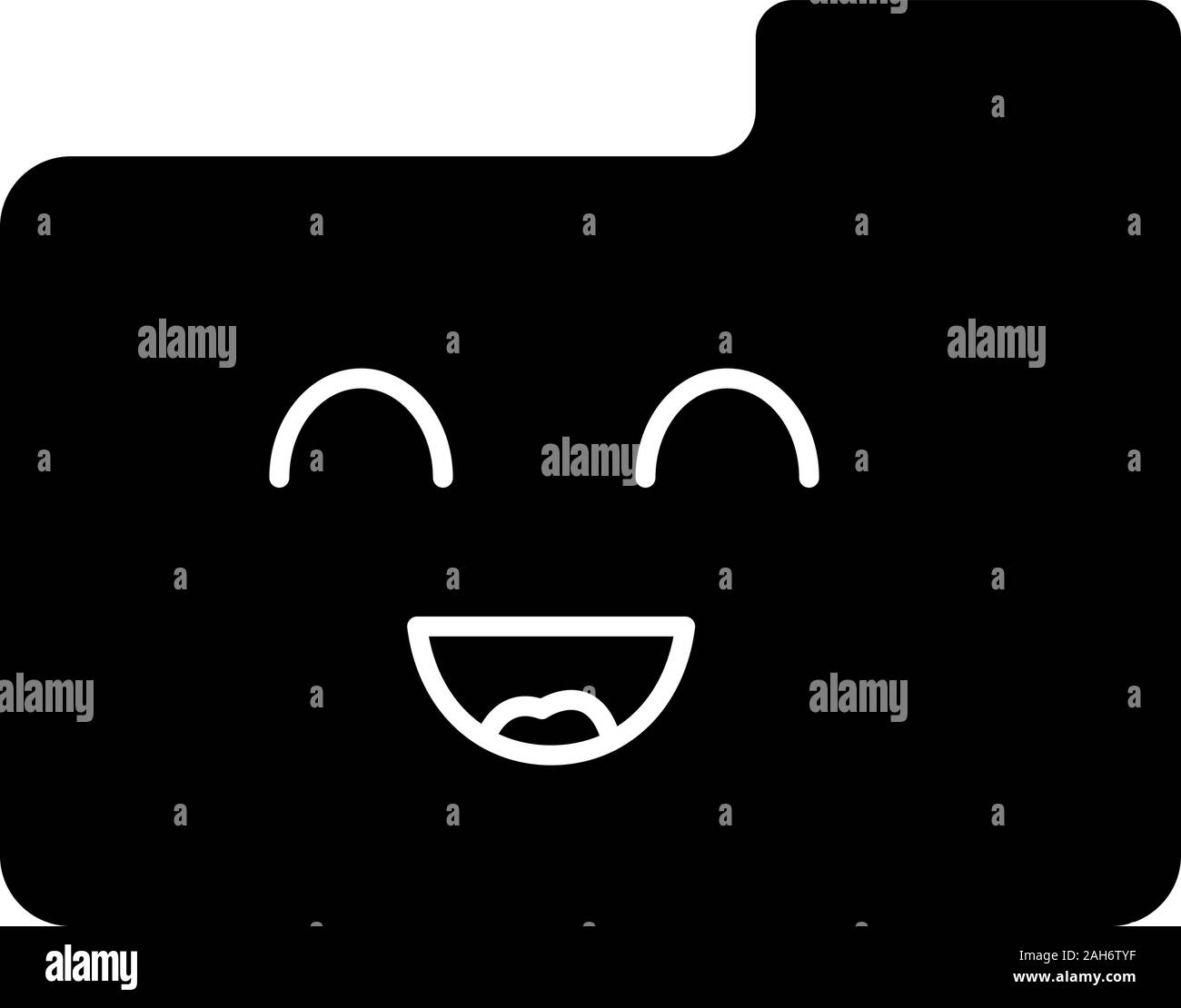 Smiling folder glyph icon. Data storage. Easy file manager. Happy ...