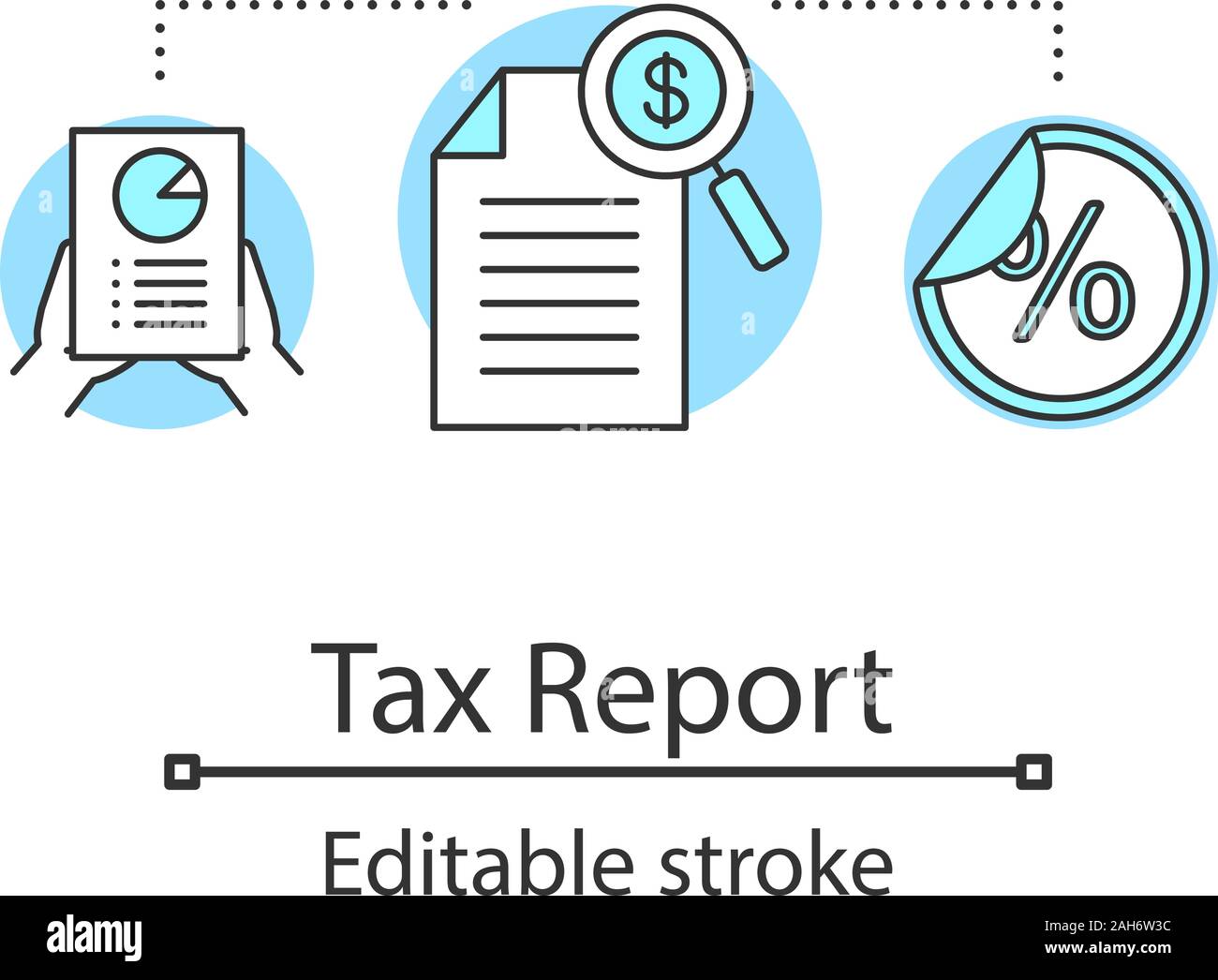 Tax report concept icon. Stock market analyzing idea thin line ...