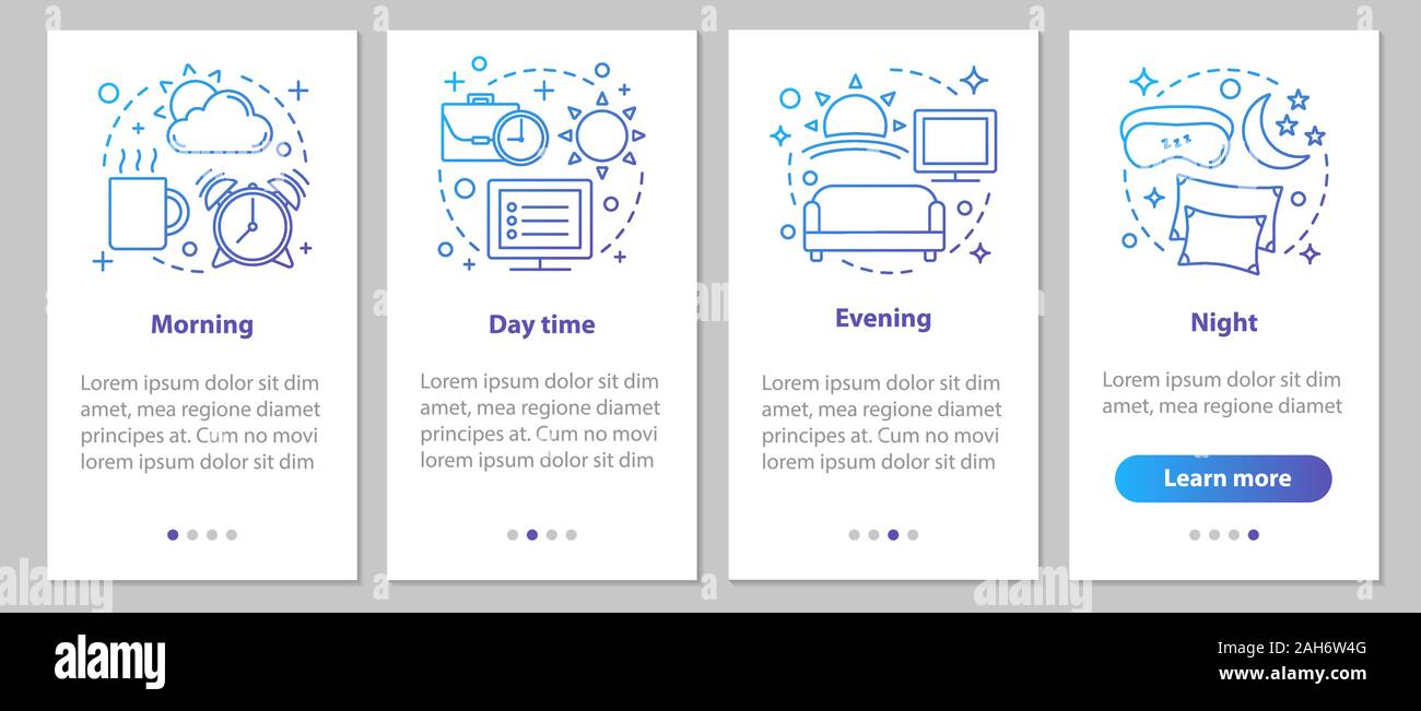 Time Period Onboarding Mobile App Page Screen With Linear Concepts Morning Day Evening Night Steps Graphic Instructions Ux Ui Gui Vector Templa Stock Vector Image Art Alamy