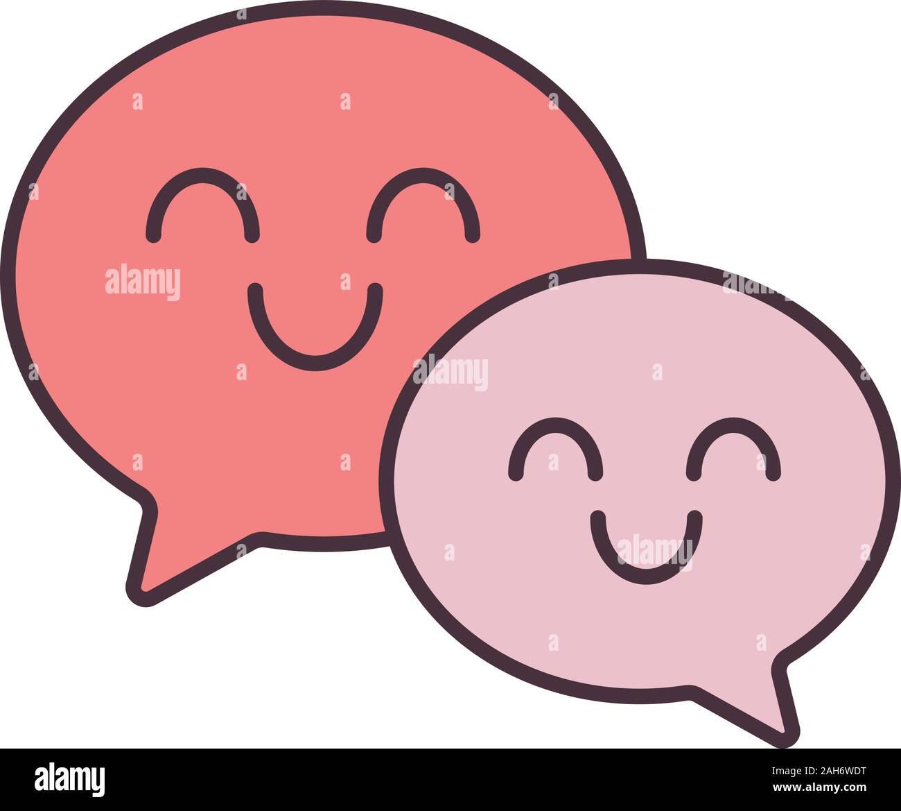 Smiling speech bubbles color icon. Happy chatting. Social media. Online ...
