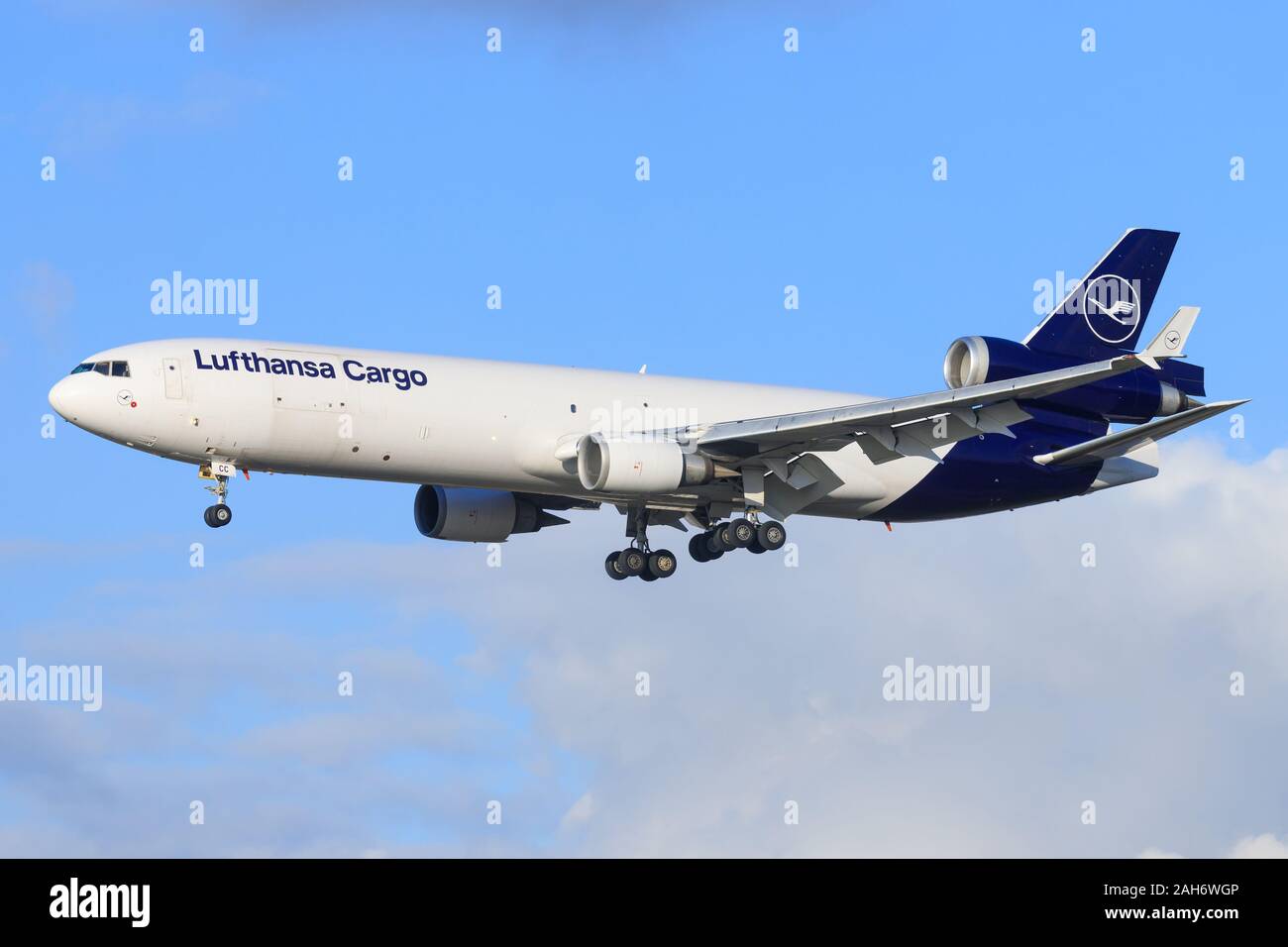 Frankfurt, Germany – November 29, 2019: Lufthansa MD11 at Frankfurt airport. Stock Photo