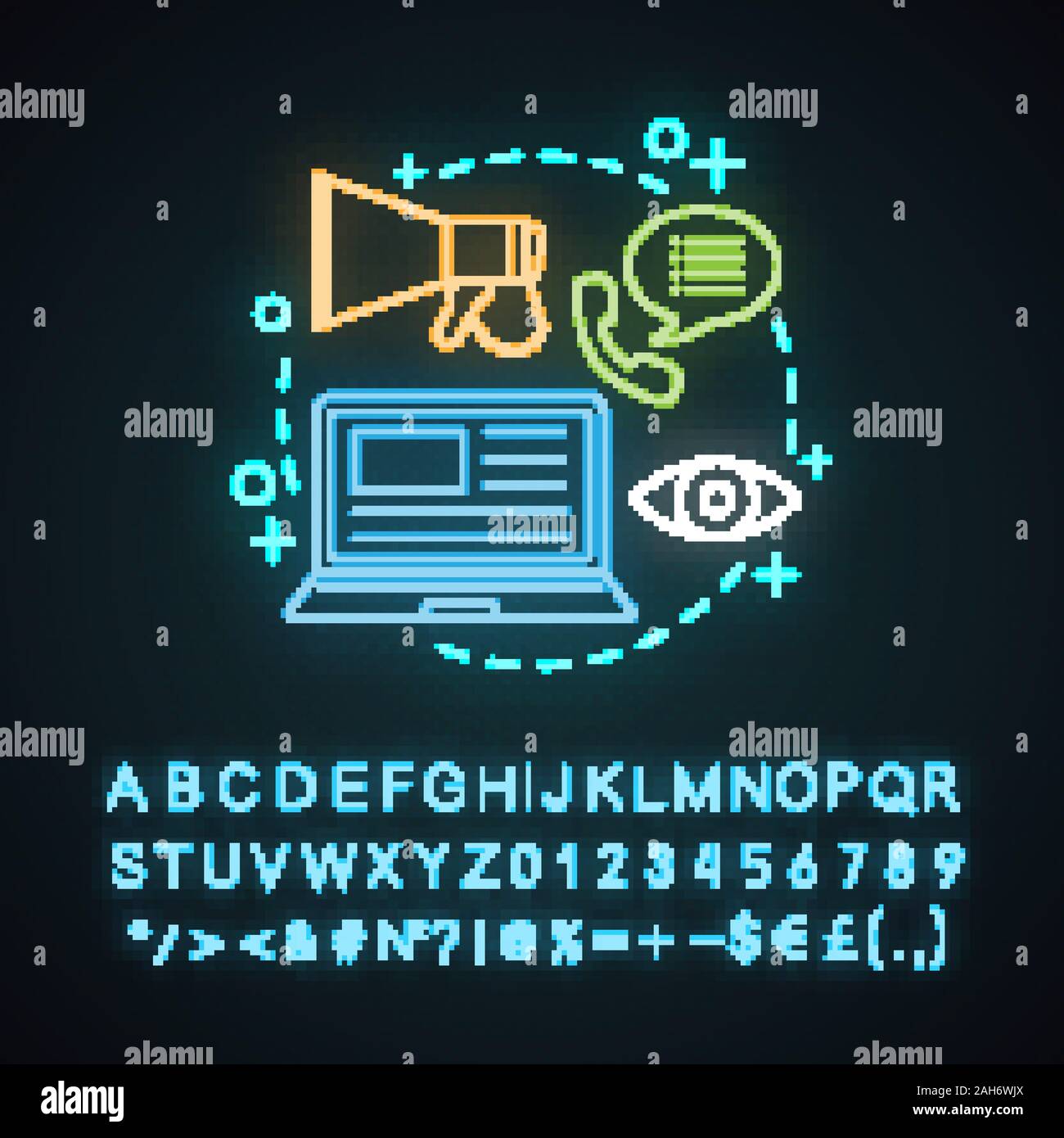 Internet marketing neon light concept icon. Online advertising idea ...
