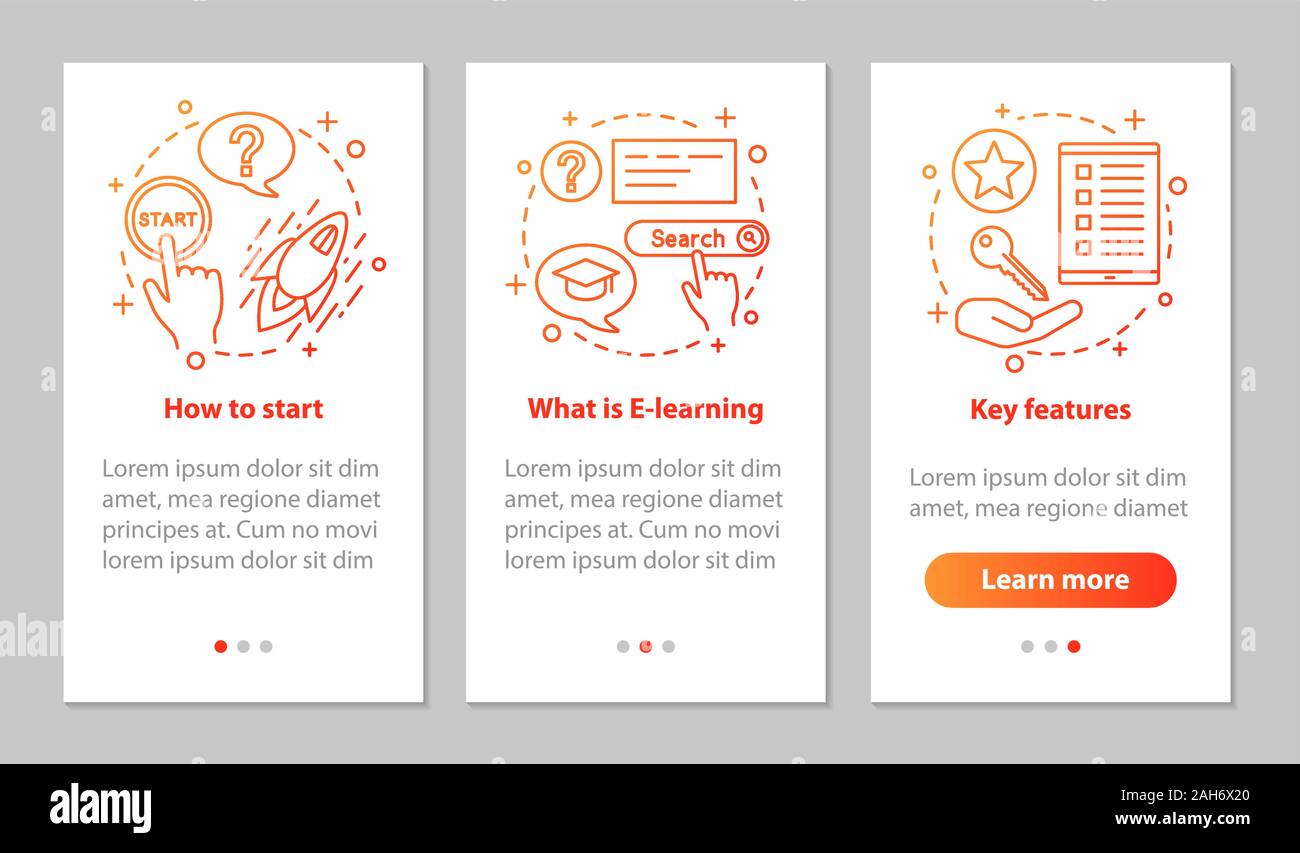 Mobile Elearning Learning Screen Examples E-learning onboarding mobile app page screen with linear concepts ...