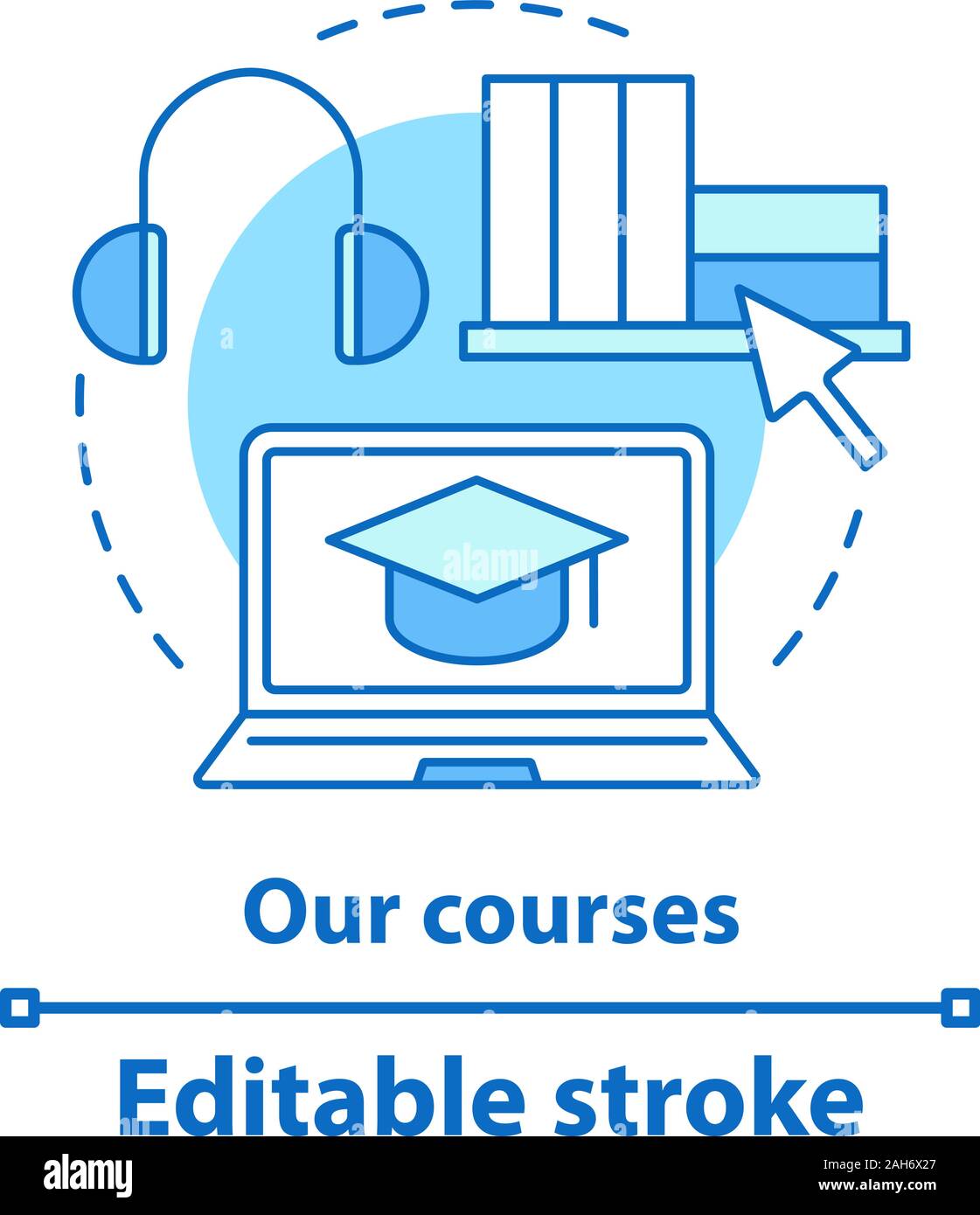 Online courses concept icon. Elearning idea thin line illustration