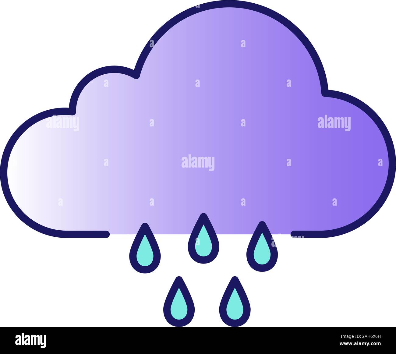 Rain color icon. Pour rain. Rainy weather. Cloudburst, downpour ...