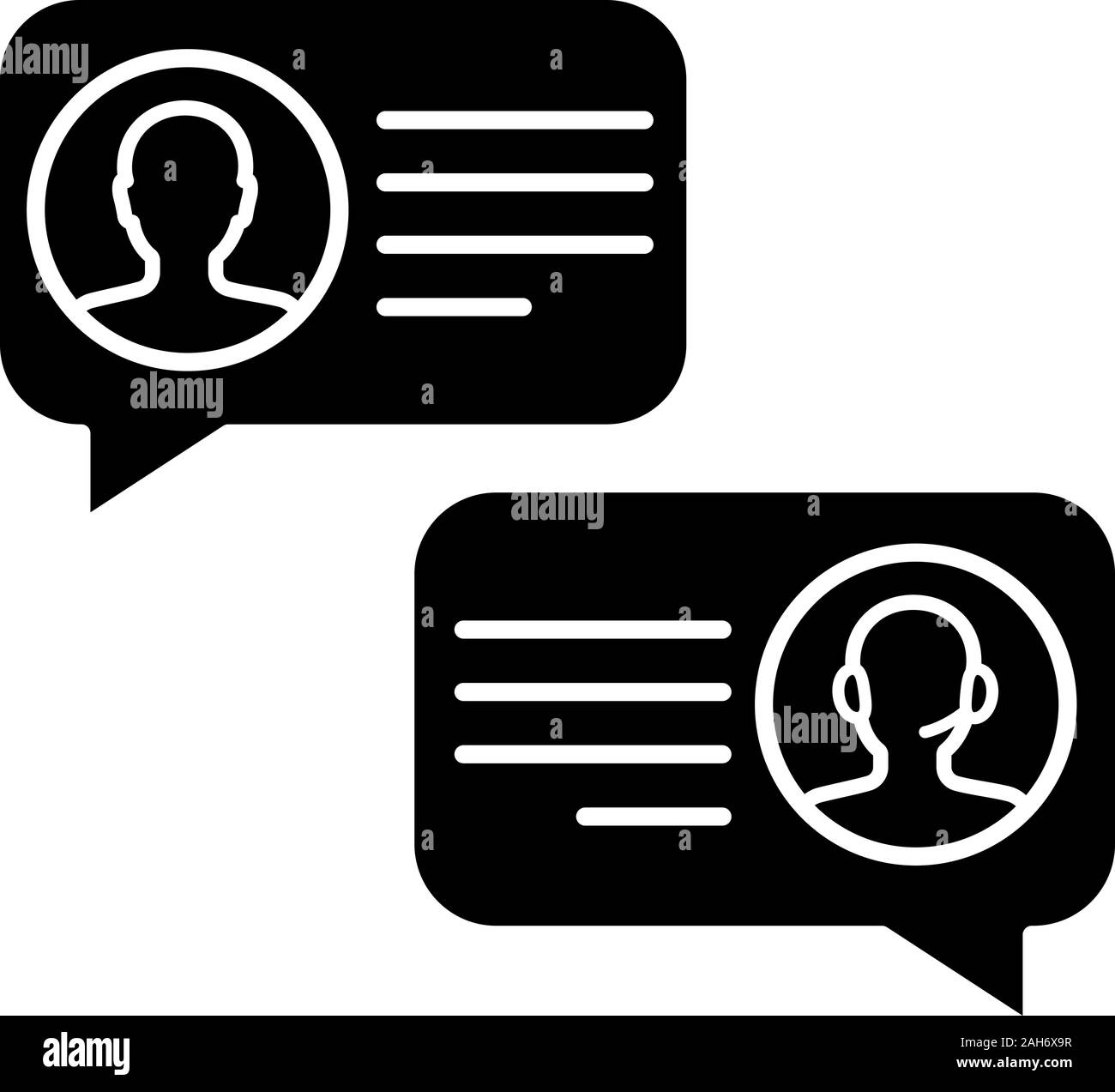 Customer live chat glyph icon. Clients care service. Online ...